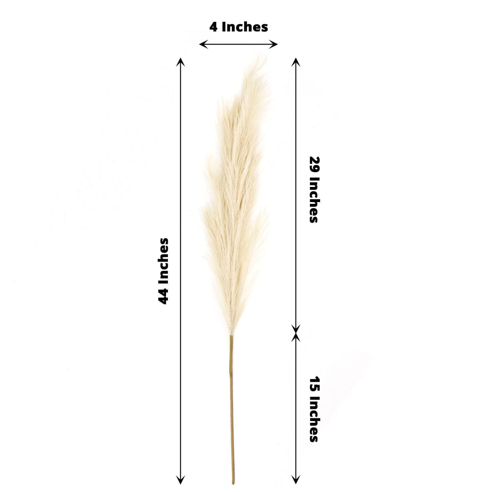 3 Stems Artificial Pampas Grass Decor Cream - Soft Realistic Faux Ornamental Grass Branches for Rustic Boho Chic Backdrops Floral Styling & Vase Displays 44"