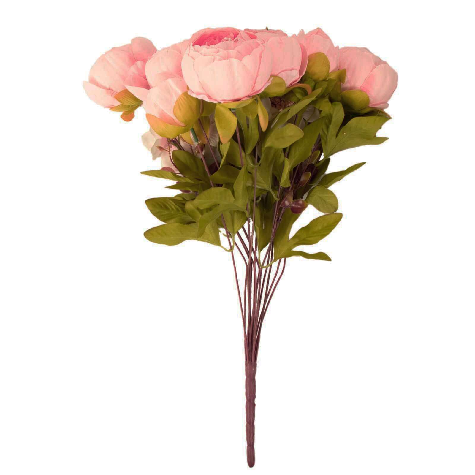 2 Pack 19" Pink Artificial Peony Flower Wedding Bouquets, Faux Silk Flower Arrangements