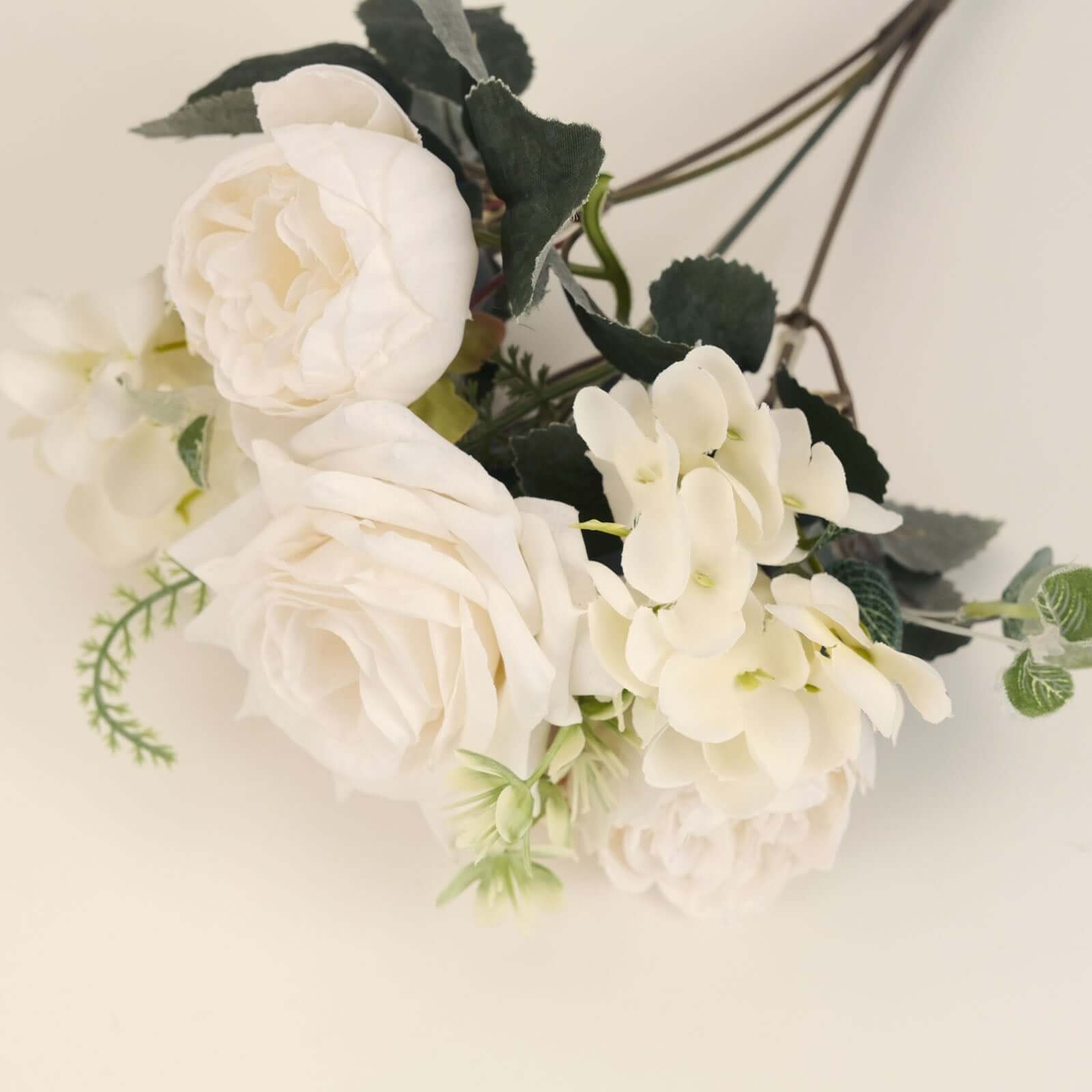 2 Pack Artificial Rose & Peony Floral Arrangements – 12" Ivory Silk Bouquets for Weddings & Home Décor