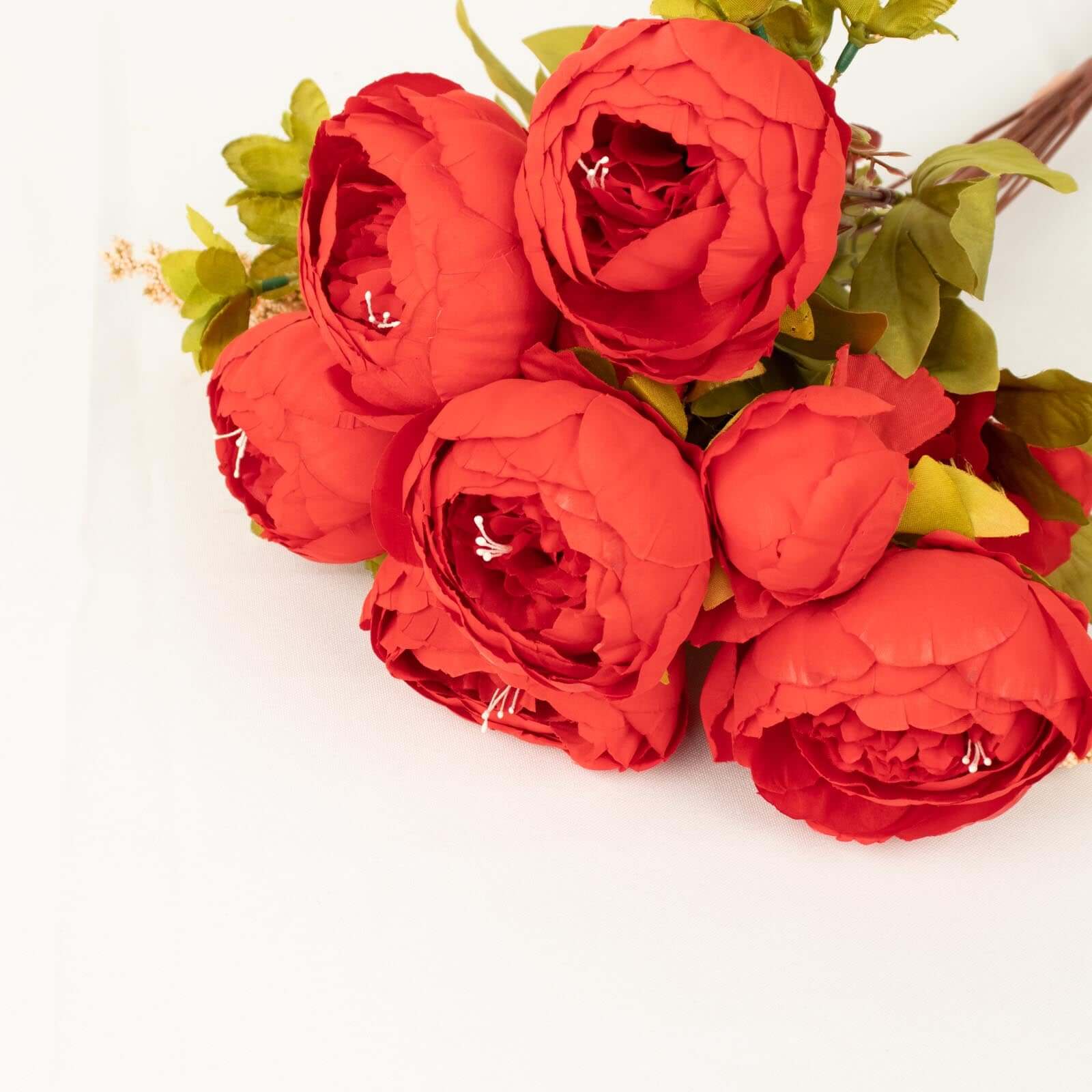 2 Pack 19" Red Artificial Peony Flower Wedding Bouquets, Faux Silk Flower Arrangements