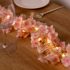 20 LED Garland Fairy String Lights Cherry Blossom Design Blush Warm White - Battery Operated Party Décor 6ft