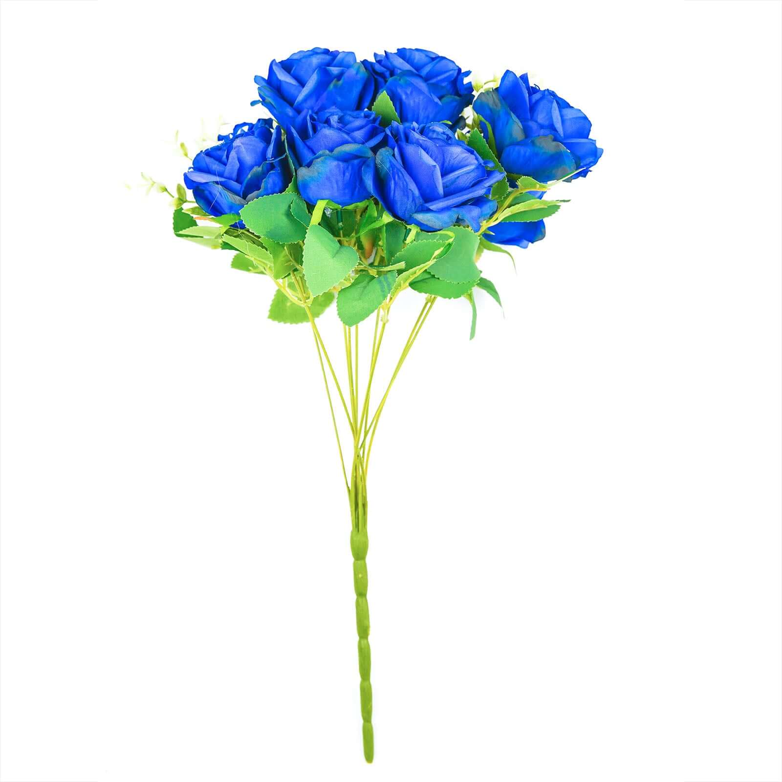 2 Bushes 18" Real Touch Royal Blue Artificial Rose Flower Bouquet, Silk Long Stem Flower Arrangements