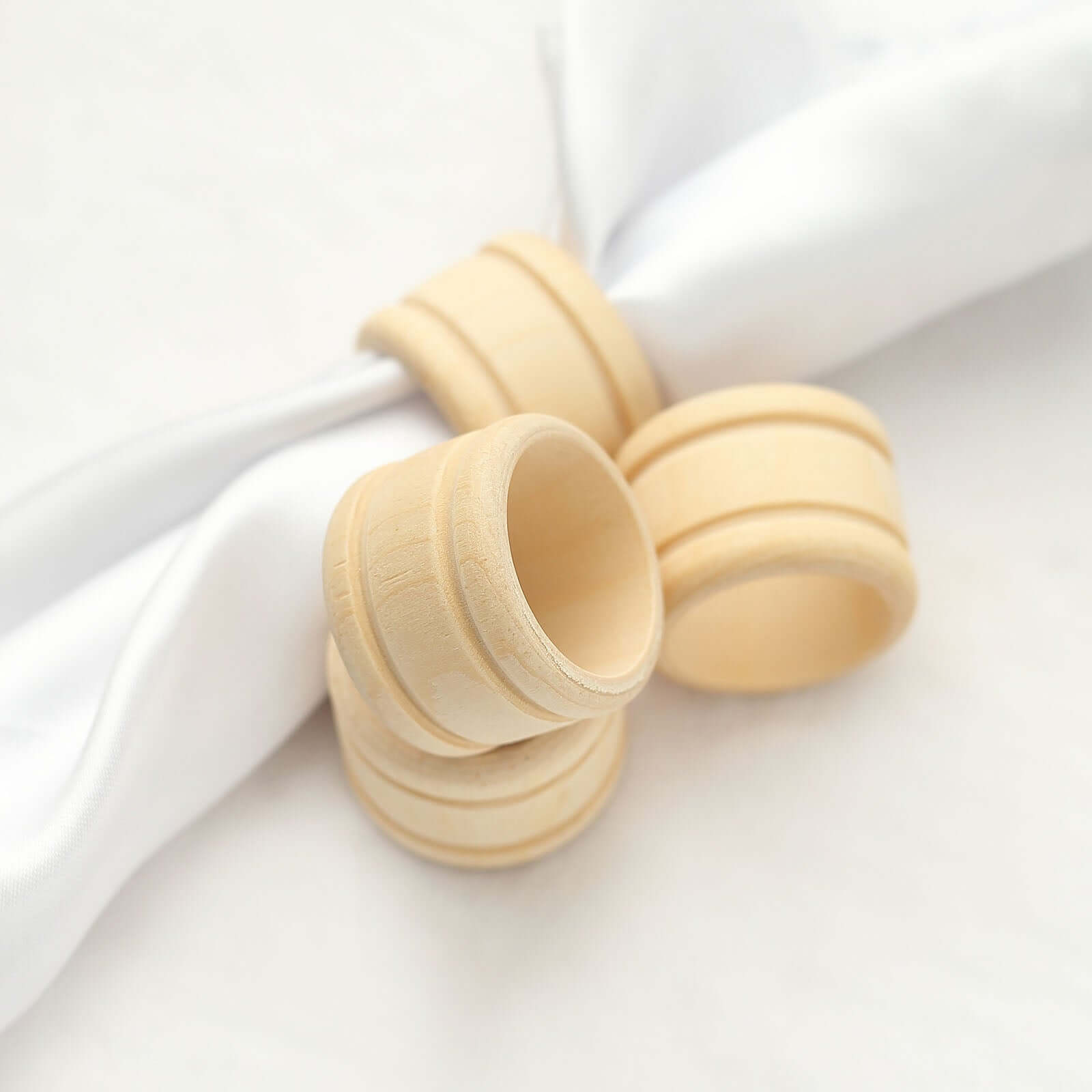 4 Pack Eco Friendly Natural Wooden Napkin Holder Rings, Disposable