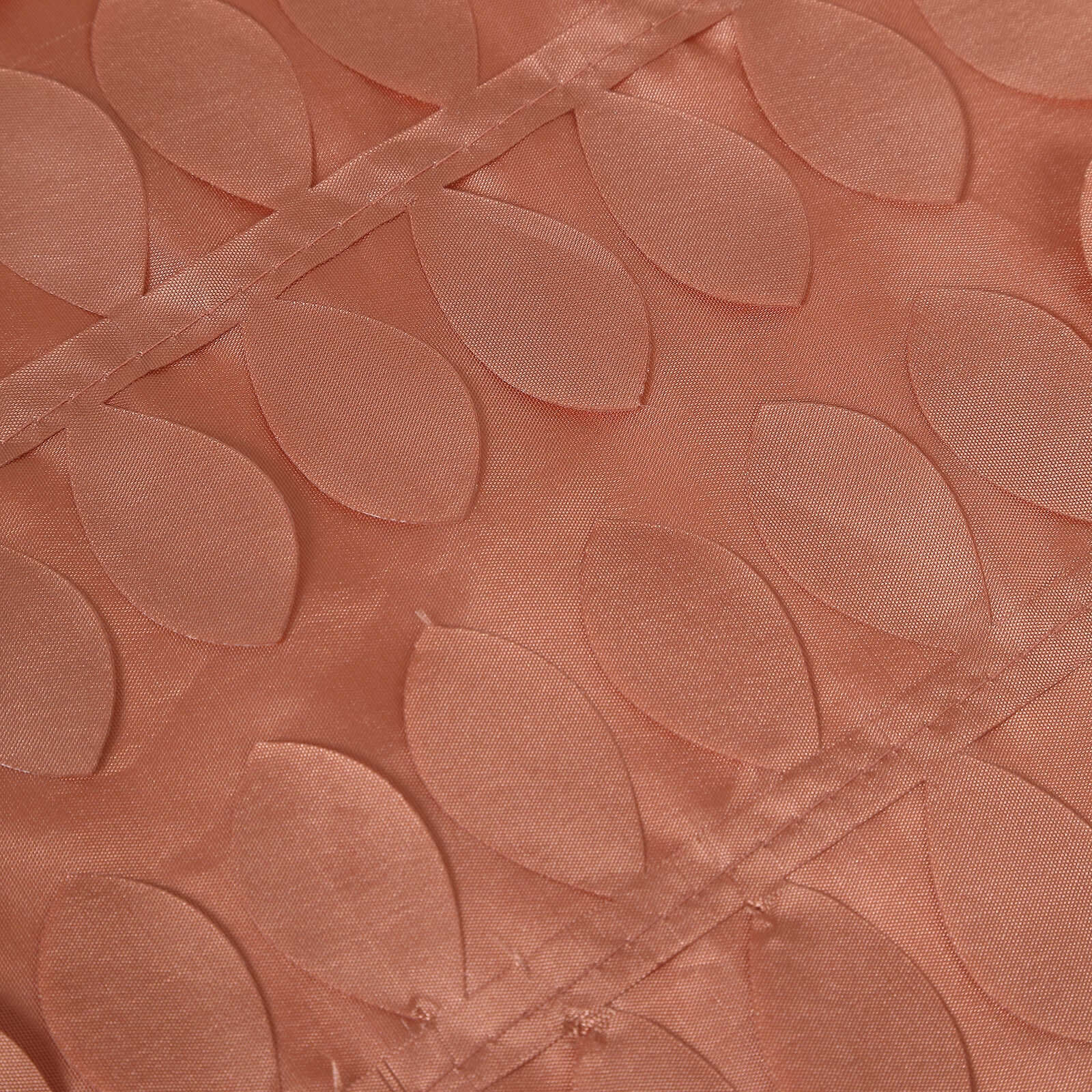 Taffeta Fabric 12"x108" Table Runner Terracotta (Rust) - 3D Leaf Petal Design