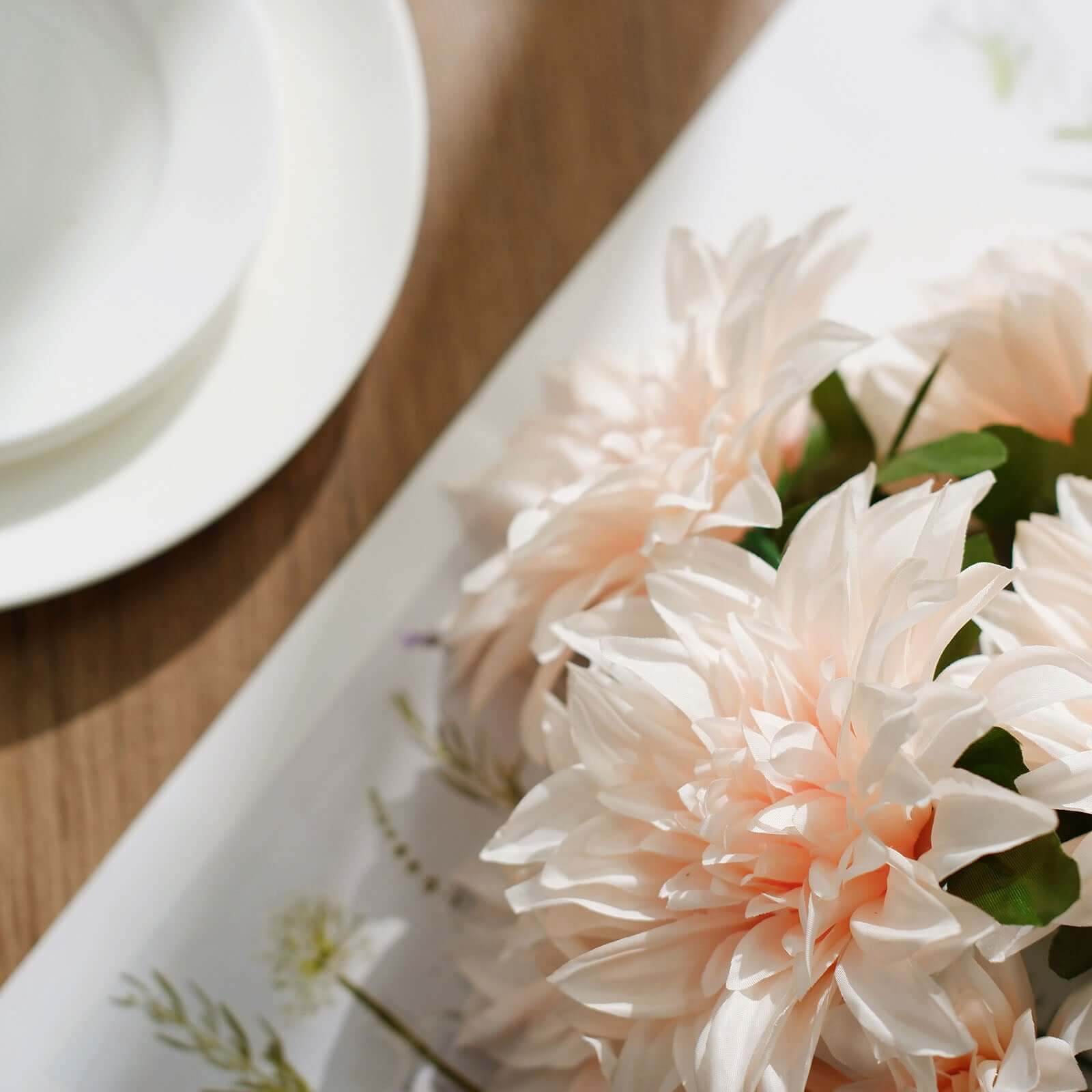 2 Bouquets 20" Blush Artificial Silk Dahlia Flower Bushes
