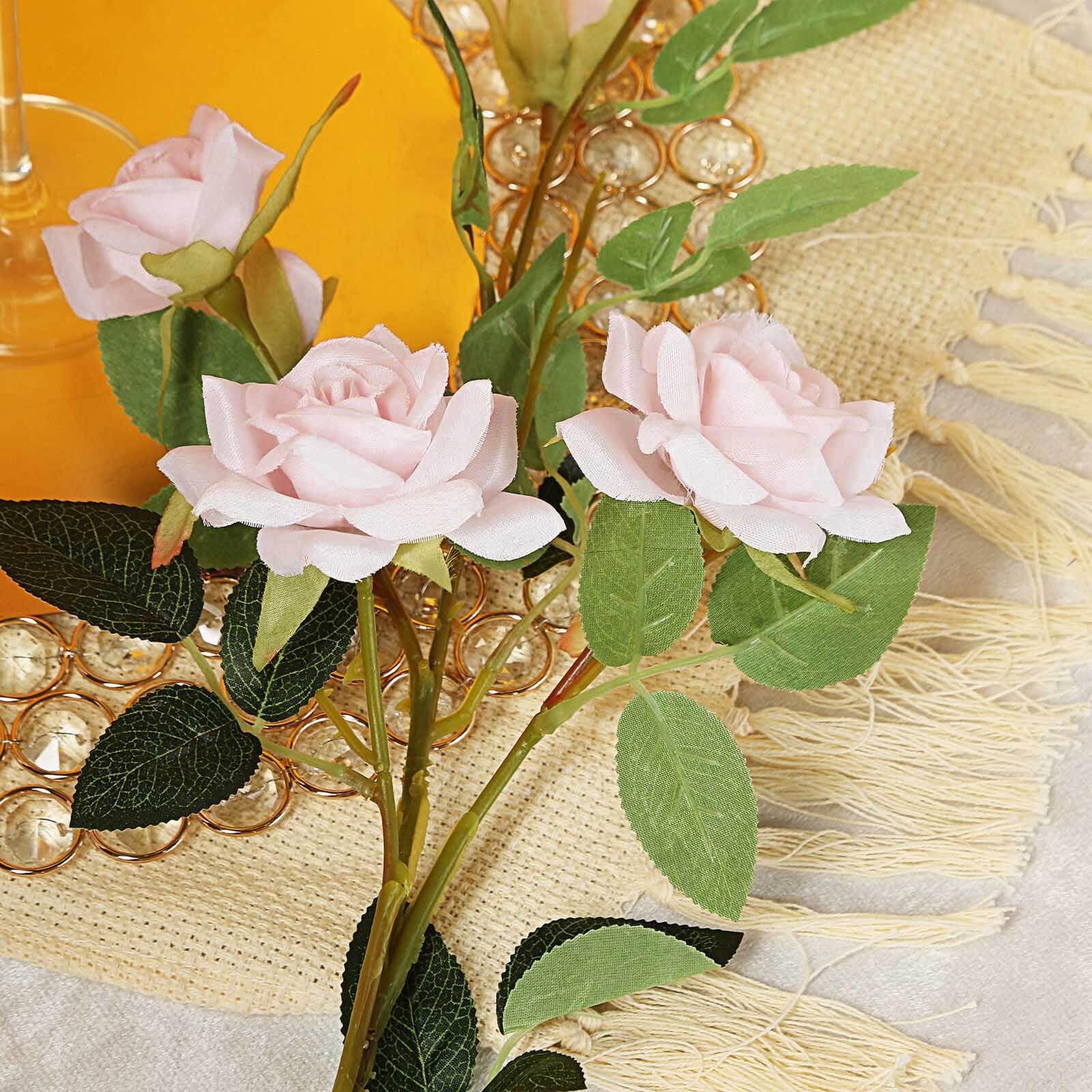 2 Stems 38" Tall Blush Artificial Silk Rose Flower Bouquet