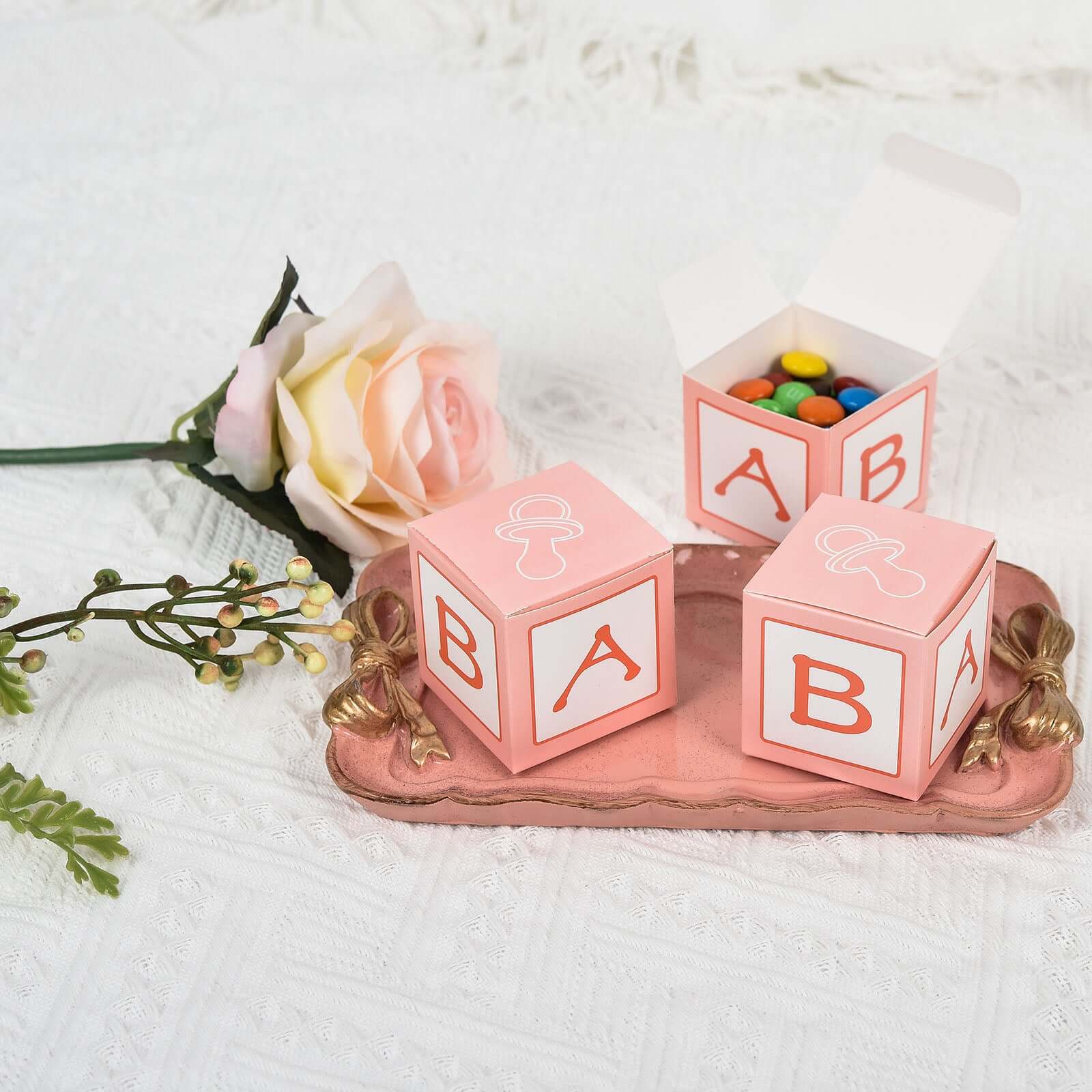25 Pack 2" Pink Baby Shower Party Favor Candy Gift Boxes