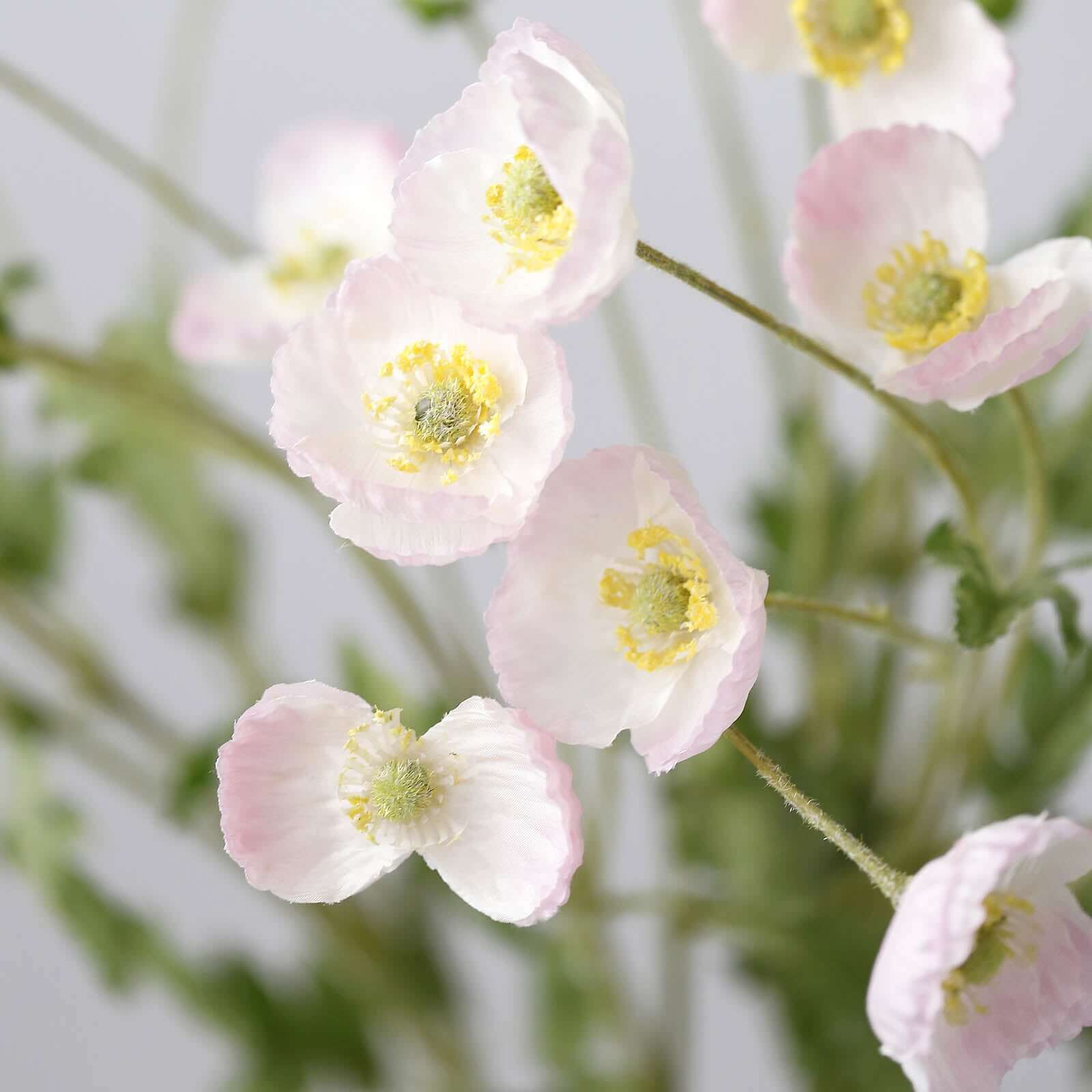 2 Stems 33" Blush Artificial Silk Poppy Flower Bouquet Bushes