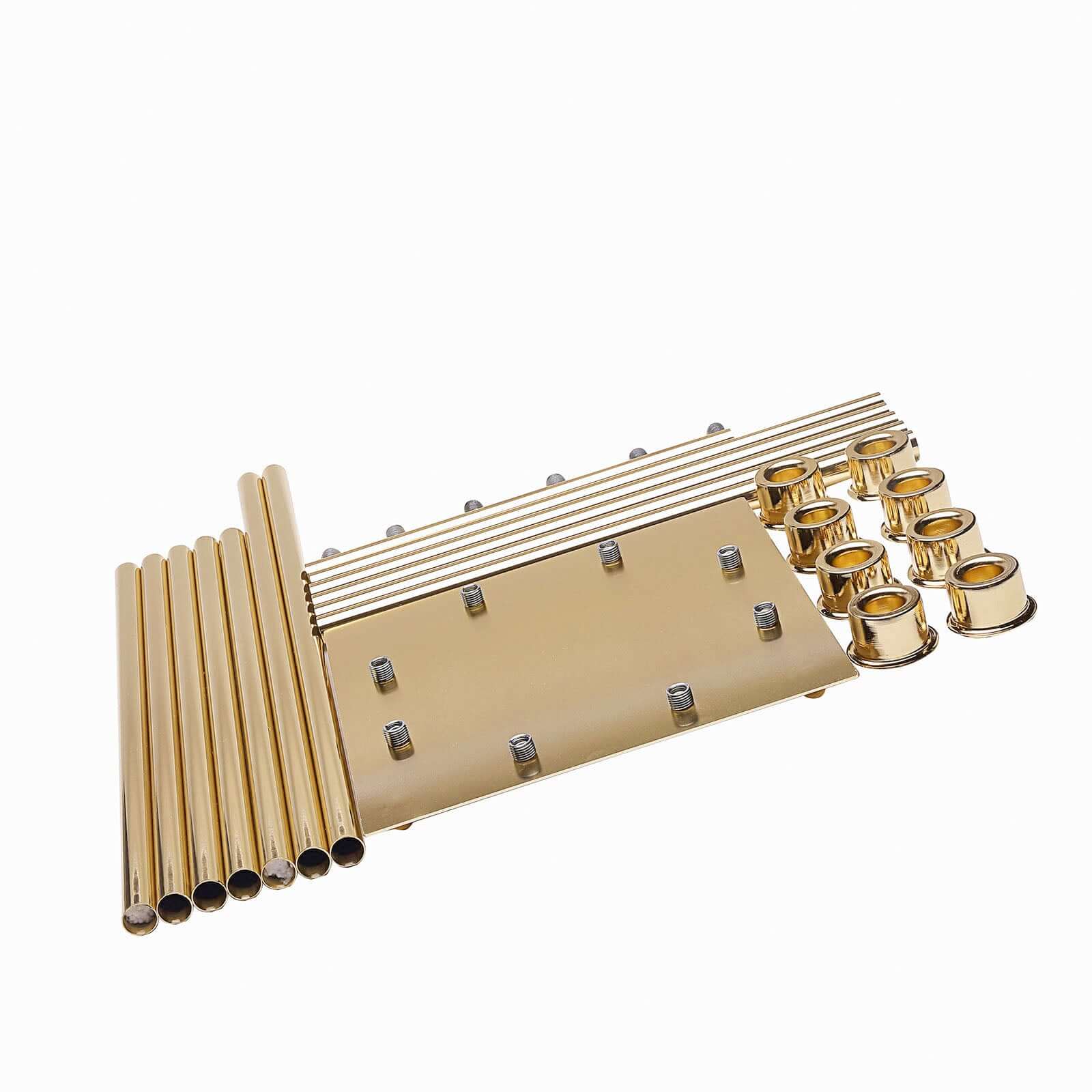 8 Arm Cluster Taper Candle Holder Gold - Stunning Large Candle Arragement With Clear Glass Shades for Grand Banquets & Celebrations 42"