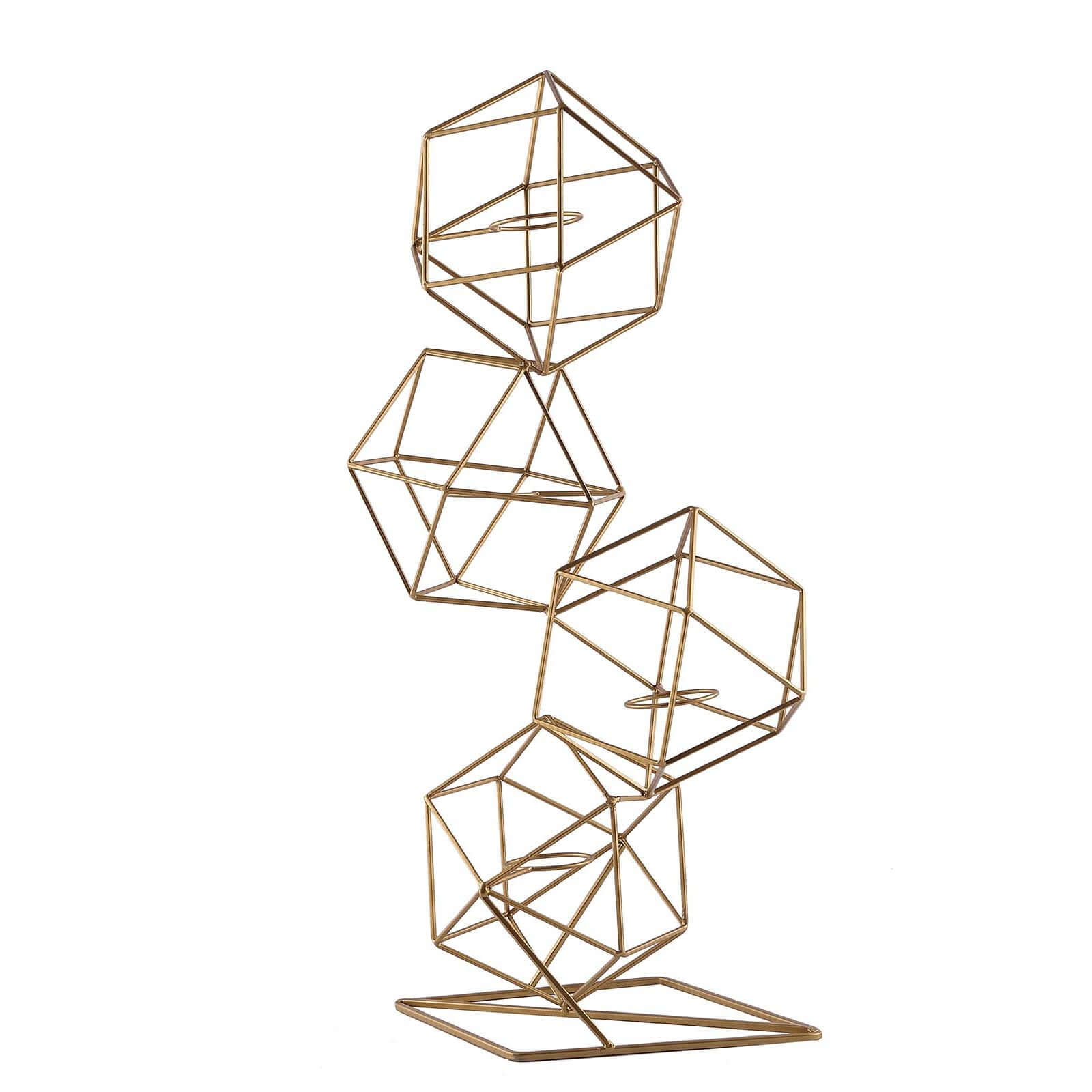 Tealight Candle Holder Metal Linked Geometric Design Gold with Votive Glass Holders - Sophisticated Decor for Tables & Gatherings 25"