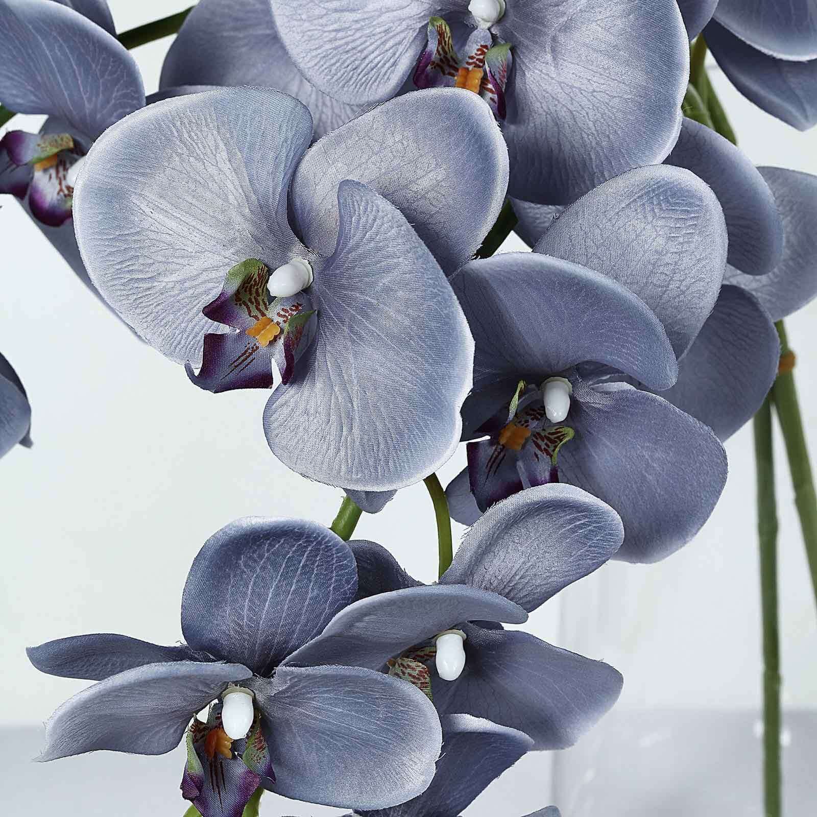 2 Stems 40" Tall Charcoal Gray Artificial Silk Orchid Flower Bouquets