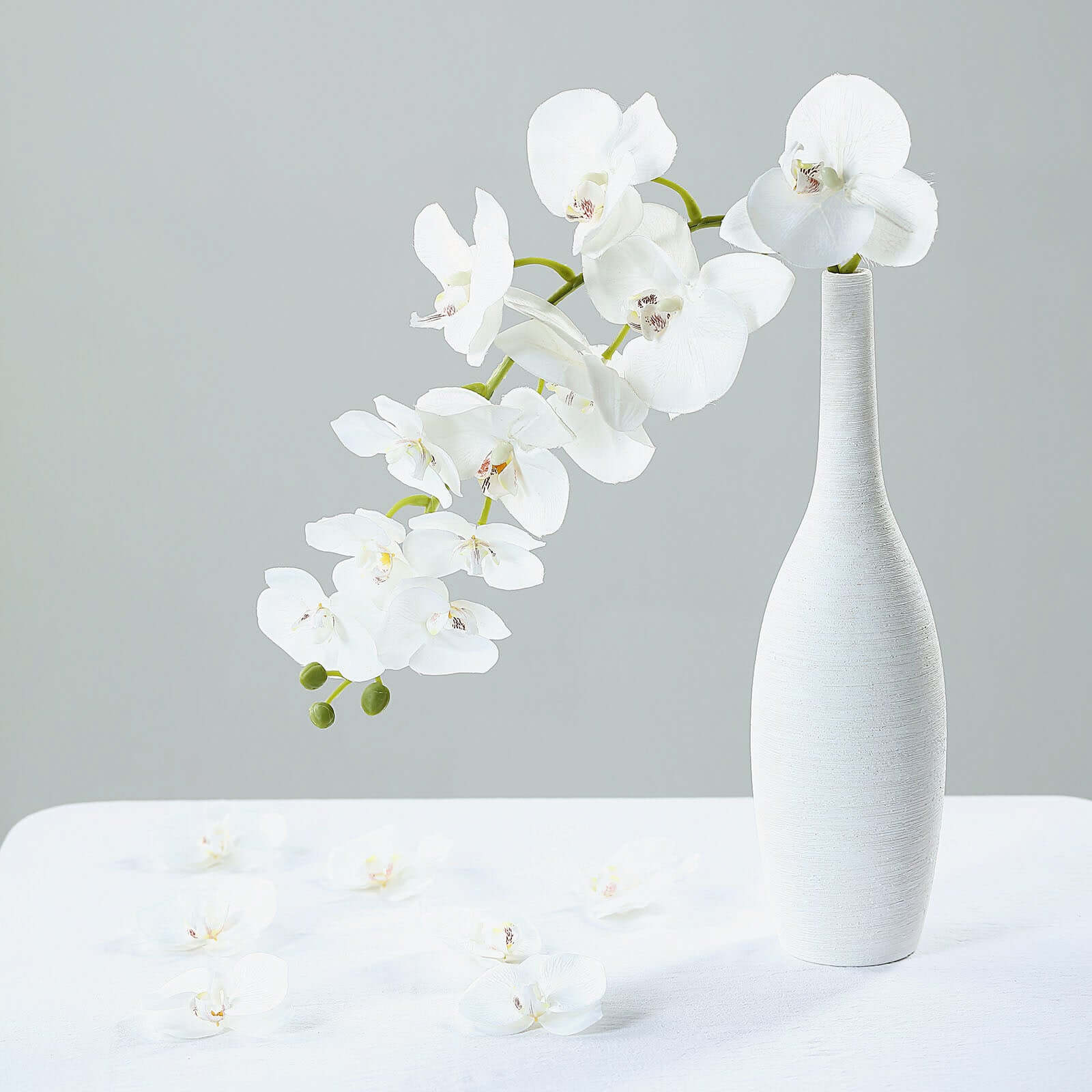 20 Silk Artificial Orchids Flower Heads White - Versatile Floral Accents for DIY Floral Arrangements Corsages & Event Decor 4"