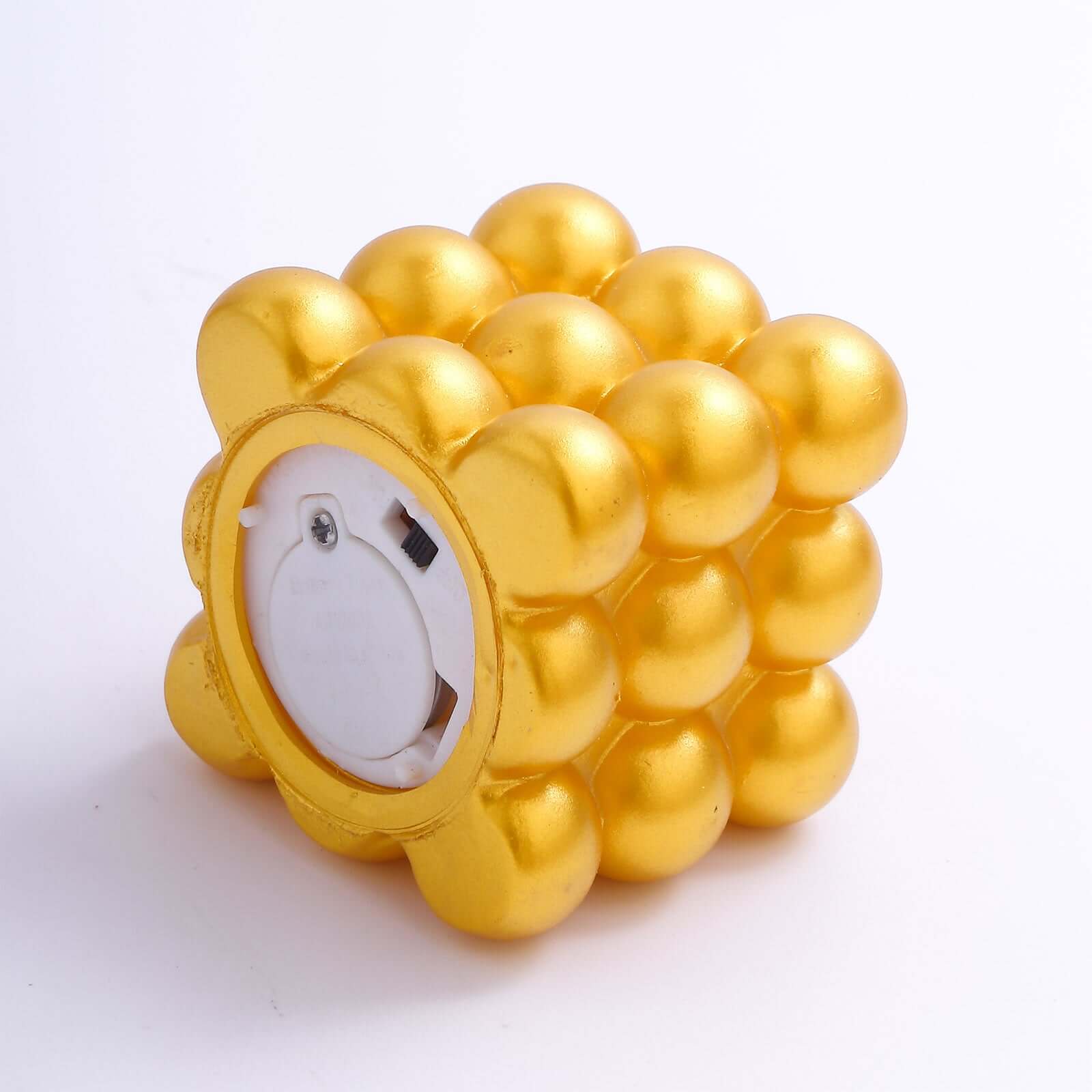 2-Pack LED Flameless Cube Candles Mini Bubble Metallic Gold - Battery Operated 2"