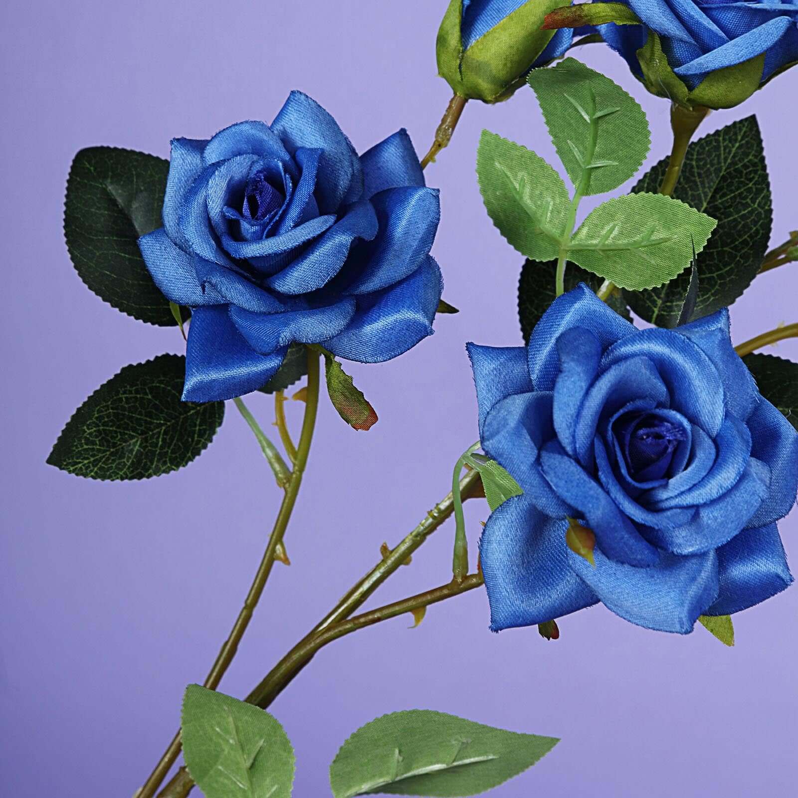 2 Stems 38" Tall Royal Blue Artificial Silk Rose Flower Bouquet Bush