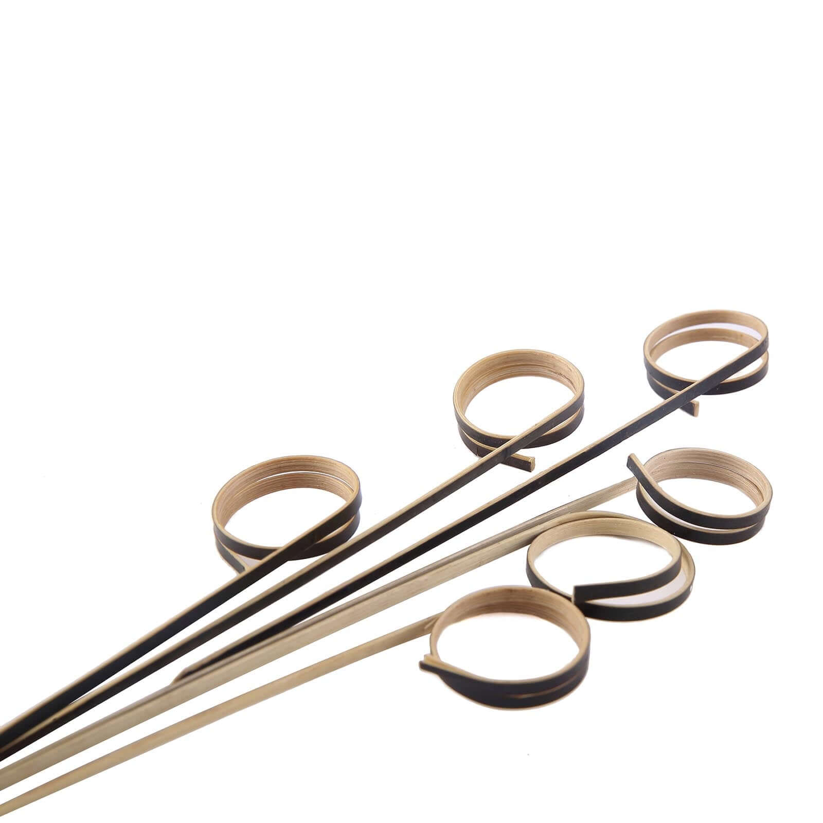 100-Pack Bamboo Cocktail Sticks Black Loop Ring Decorative Top Design - Eco Friendly Party Picks 5"