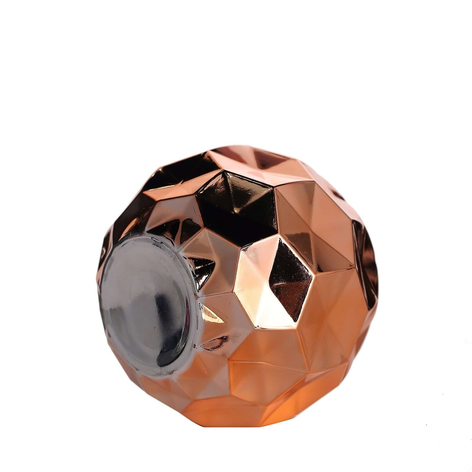 2-Pack Mercury Glass Vases Honeycomb Design Rose Gold - Stylish Geometric Wedding Centerpieces 6"