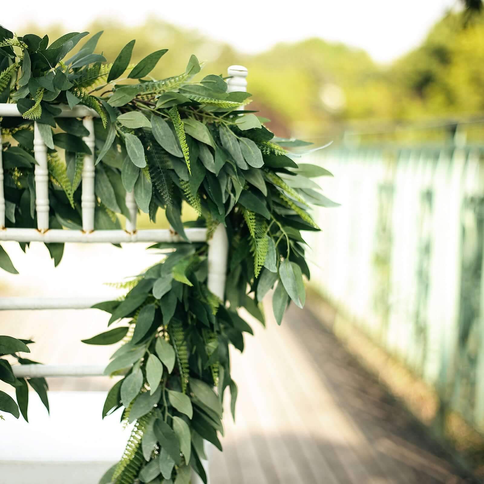 4ft Real Touch Green Artificial Willow and Frond Leaves Garland Vine