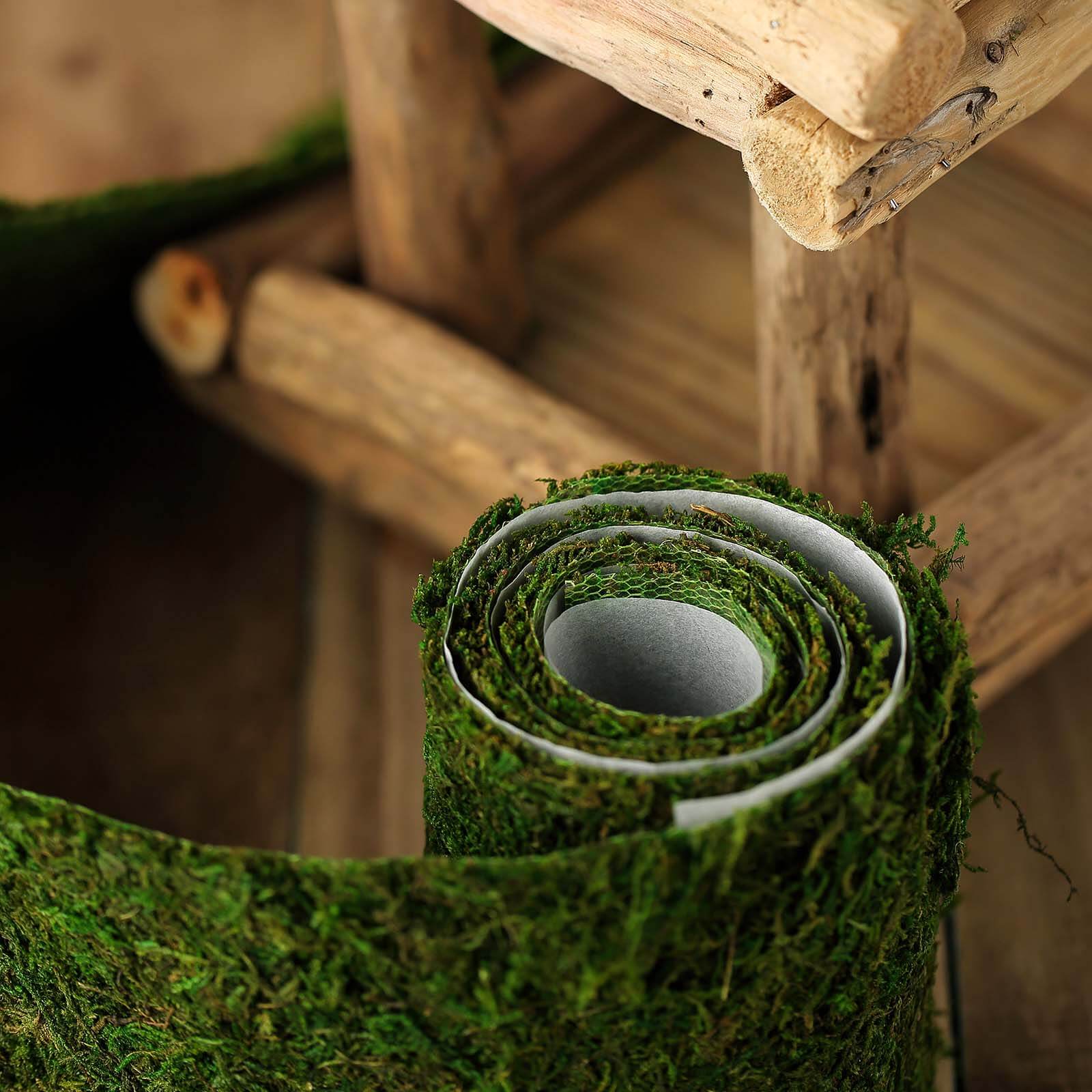 4ft 5" Wide Green Preserved Moss Ribbon Roll, DIY Craft Ribbon