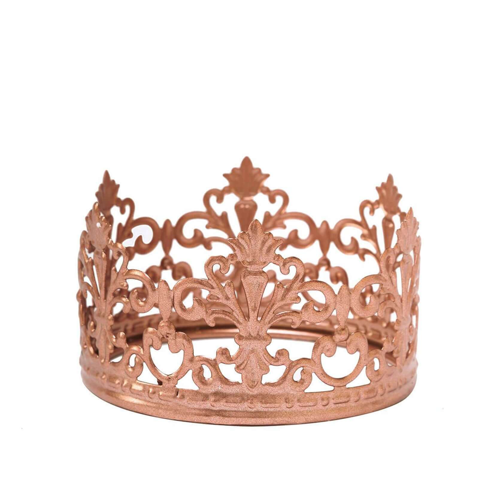 Metal Princess Crown Cake Topper Rose Gold - Exquisite Cake Centerpiece Decor for Quinceañeras Bridal Showers & Fairytale-Themed Events 2"