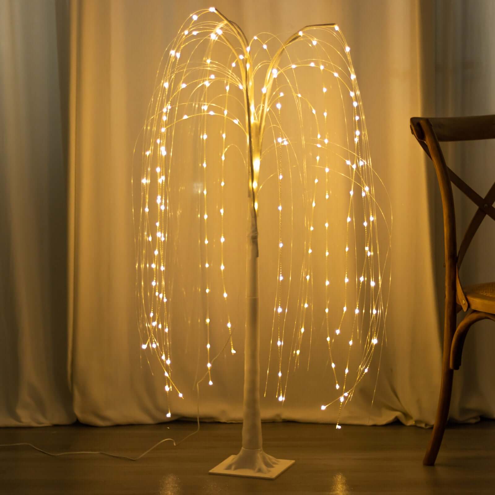 180 LED Lighted Tree Centerpiece Weeping Willow Design White Warm White - Plug-in Adapter Tabletop Accent 4ft