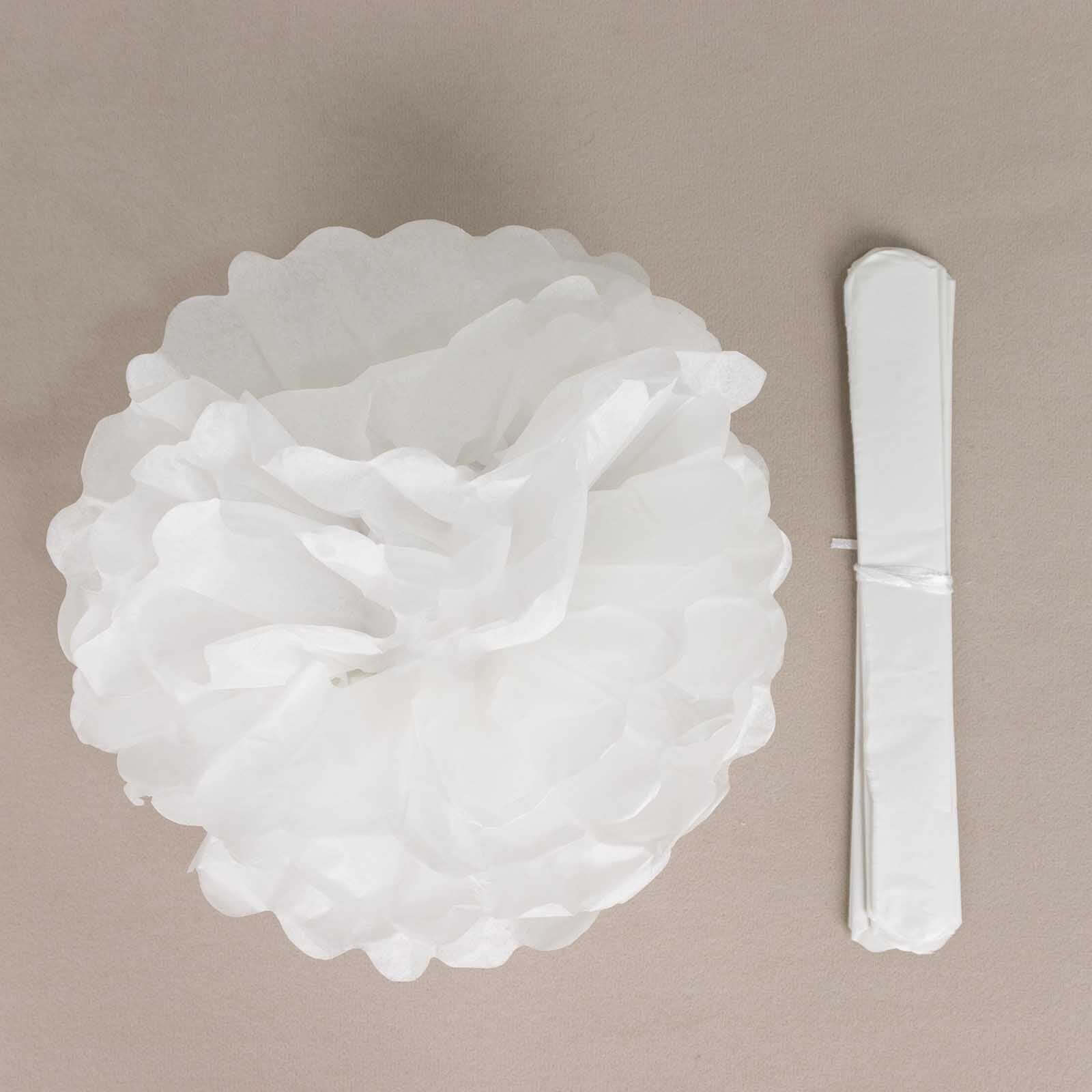 6 Pack 10" White Tissue Paper Pom Poms Flower Balls, Ceiling Wall Hanging Decorations