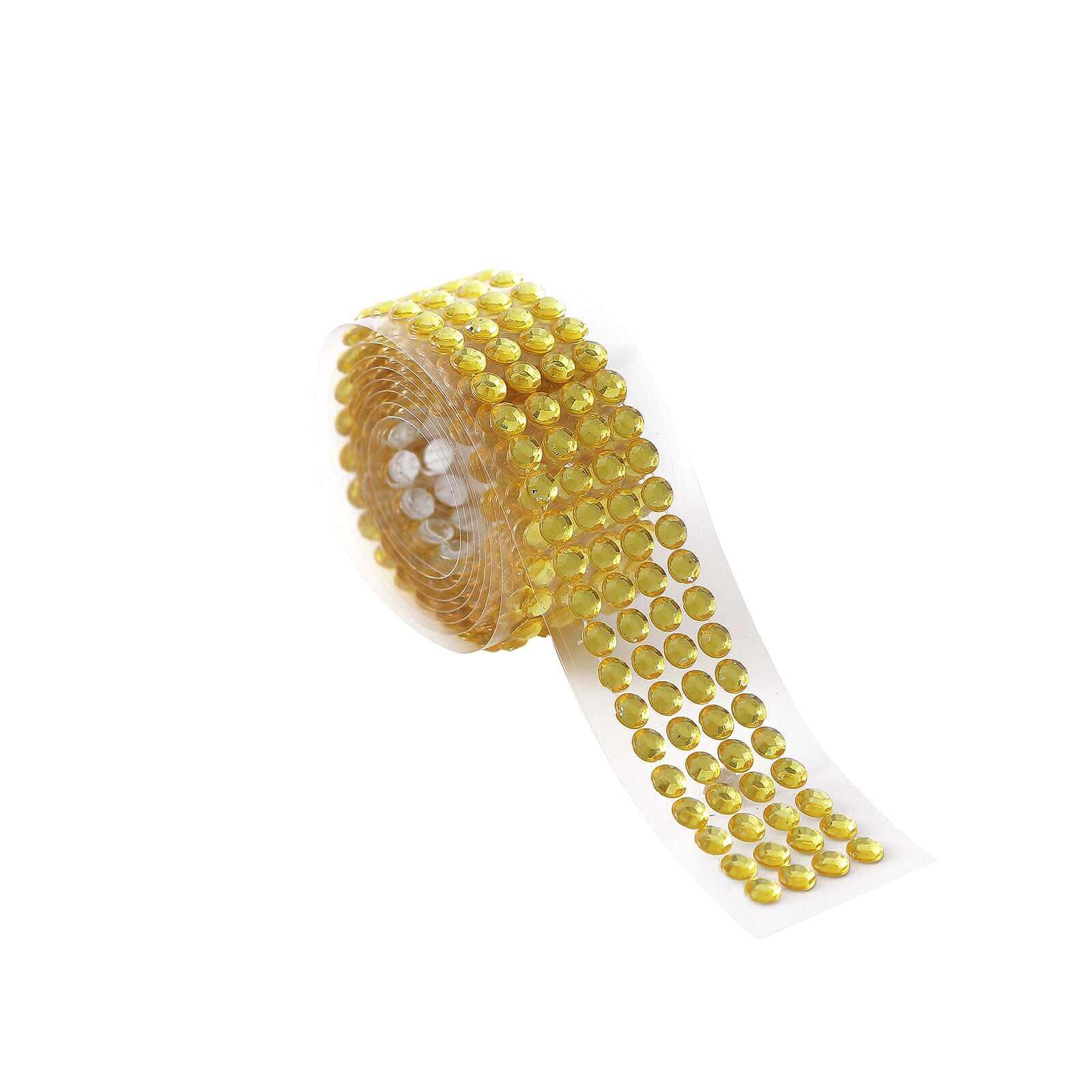 3ft Gold Stick-On Rhinestone Tape, DIY Self Adhesive Diamond Gemstone Stickers