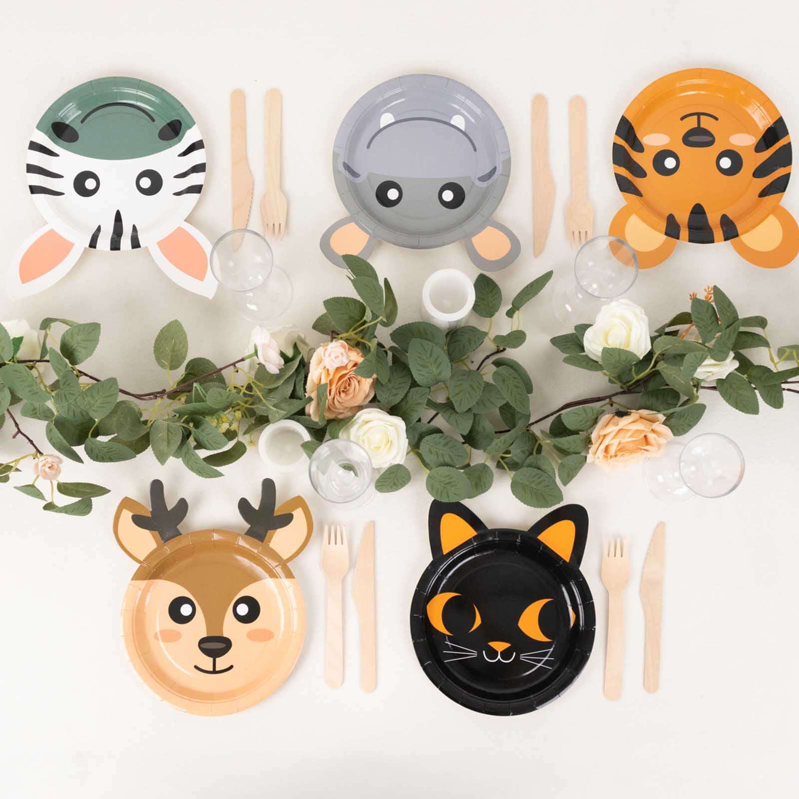 Set of 25 Paper 7" Round Plates Assorted Animal Print - Durable 300GSM Disposable Wildlife Jungle-Inspired Appetizer Dessert Party Plates for Themed Events