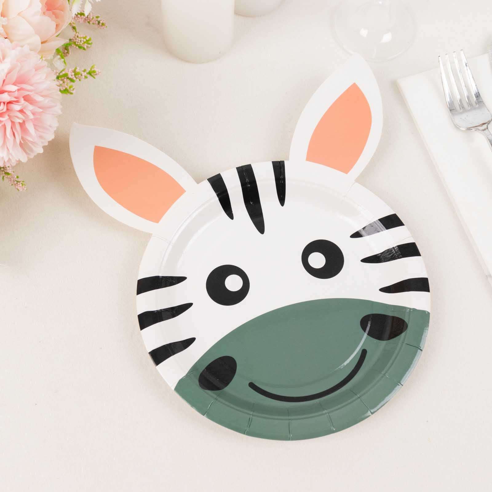 Set of 25 Paper 7" Round Plates Assorted Animal Print - Durable 300GSM Disposable Wildlife Jungle-Inspired Appetizer Dessert Party Plates for Themed Events