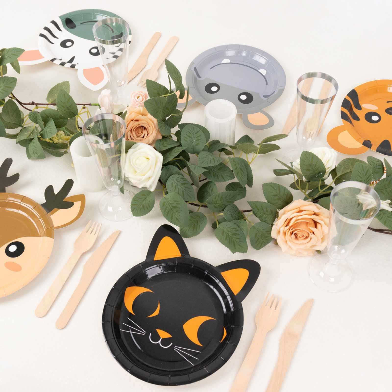 Set of 25 Paper 7" Round Plates Assorted Animal Print - Durable 300GSM Disposable Wildlife Jungle-Inspired Appetizer Dessert Party Plates for Themed Events