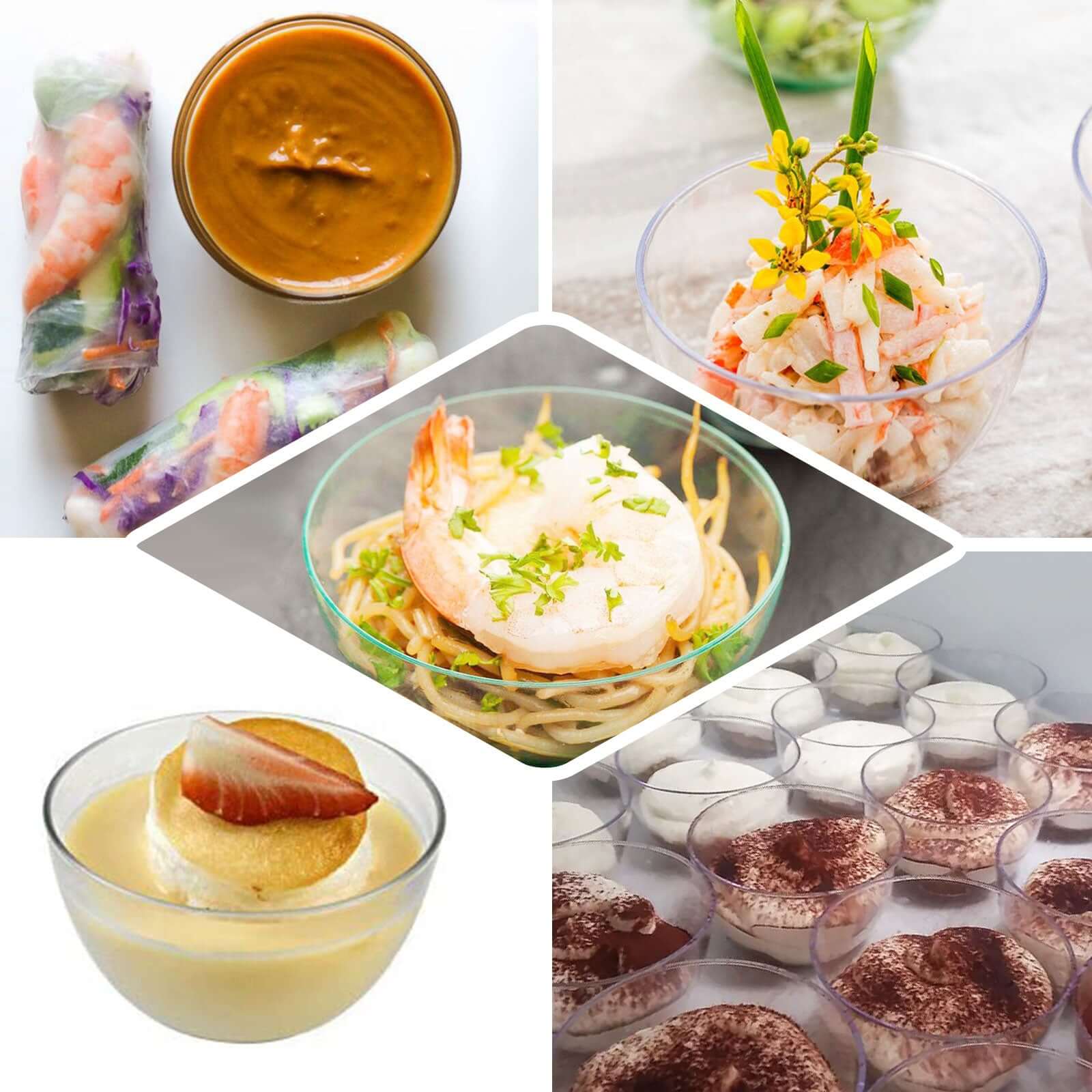 12-Pack Plastic Mini Snack Bowls Clear - Compact Disposable Bowls for Parties 4oz