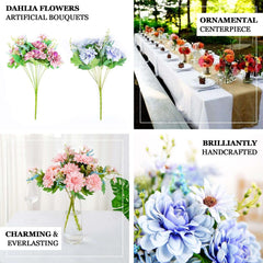 2 Bushes Dusty Blue Artificial Silk Dahlia Flower Bouquet Spray