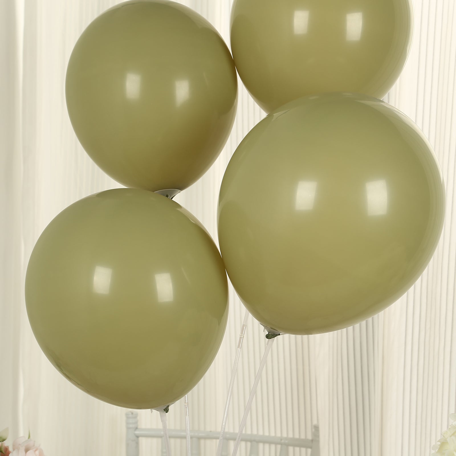 50 Pack Matte Pastel Olive Green Biodegradable Balloons 12", Round Eco-friendly Thick Latex Party Balloons