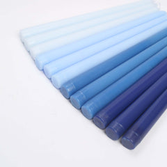 12-Pack Taper Candles Premium Wax Design Mixed Blue - Unscented Candles for Sophisticated Decor 10"