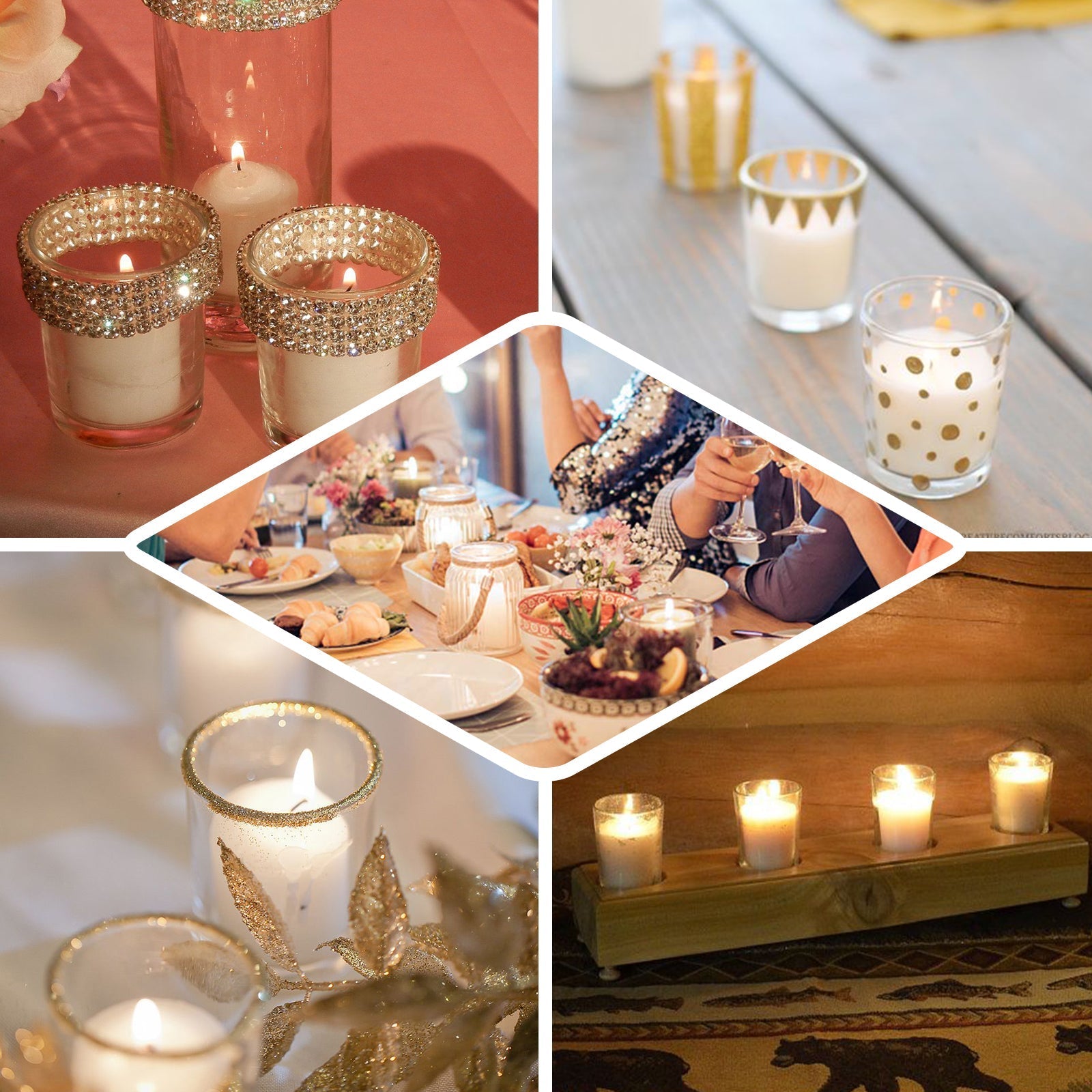12 Pack Ivory Votive Candle and Clear Glass Votive Holder Candle Set