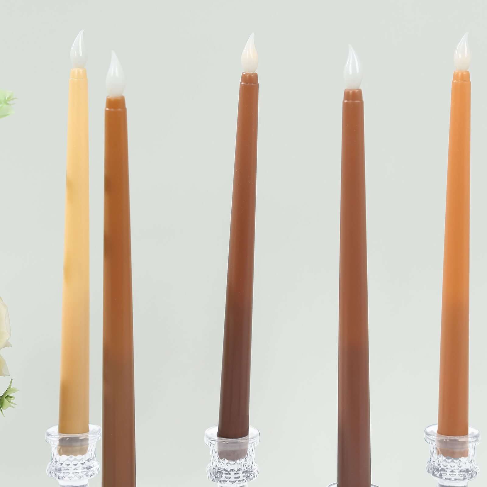 8-Pack LED Flickering Lighting Mixed Natural - Flameless Battery Operated Taper Candles 11"
