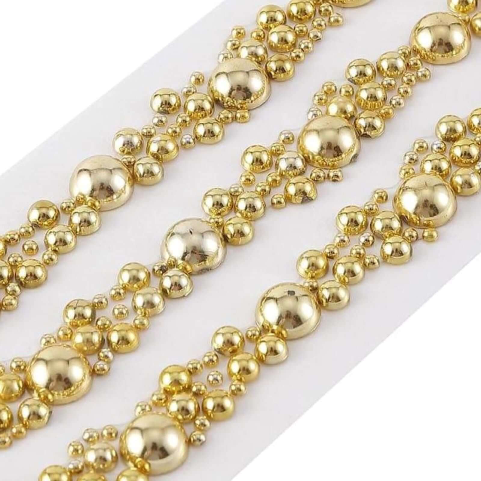 Gold Self Adhesive Pearl Rhinestone Stickers, DIY Craft Peel and Stick Gem Stickers