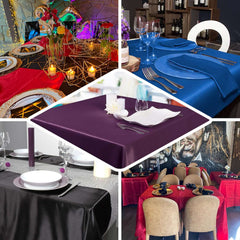 Satin Rectangular 60"x102" Tablecloth Violet Amethyst - Smooth and Lustrous Table Cover