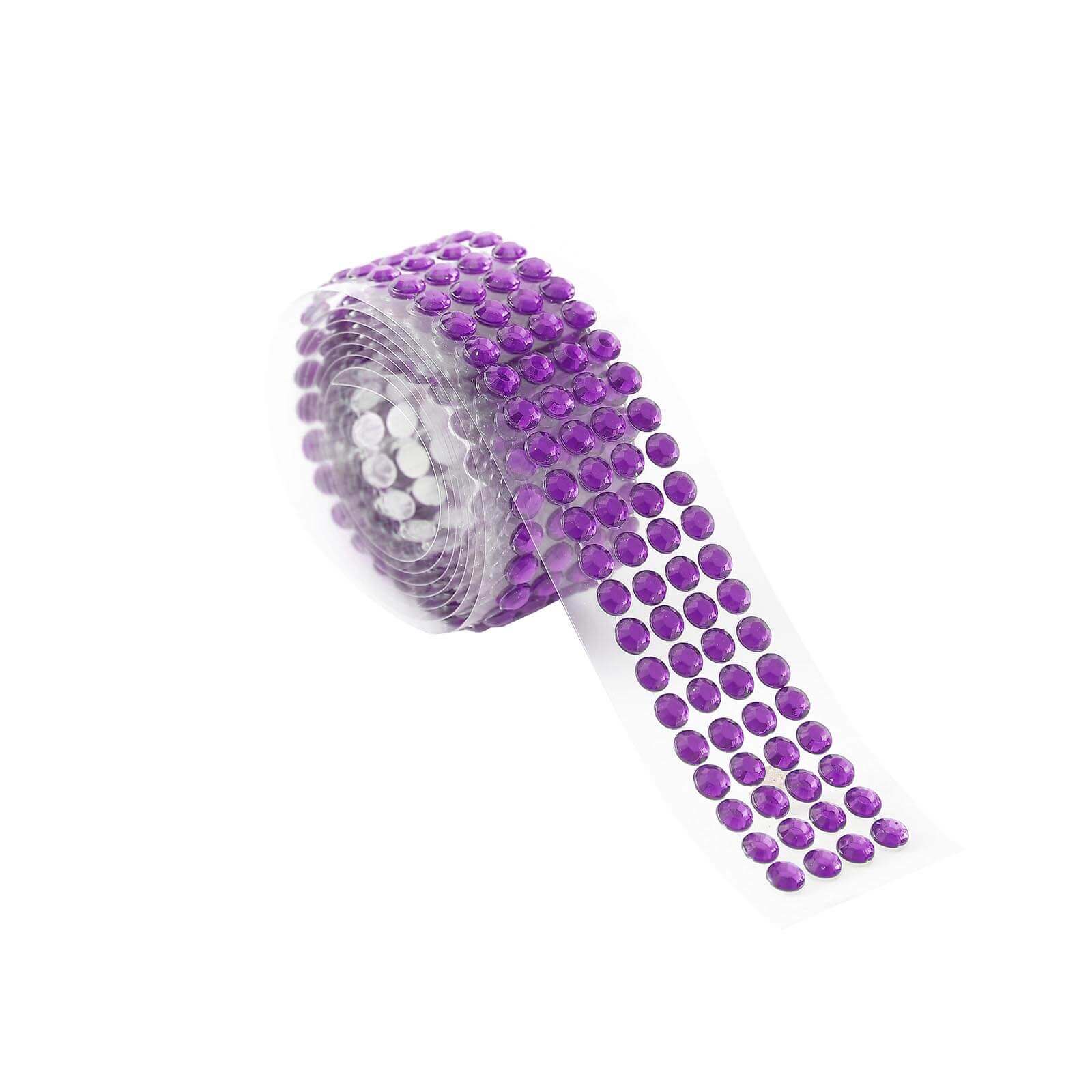 3ft Purple Stick-On Rhinestone Tape, DIY Self Adhesive Diamond Gemstone Stickers