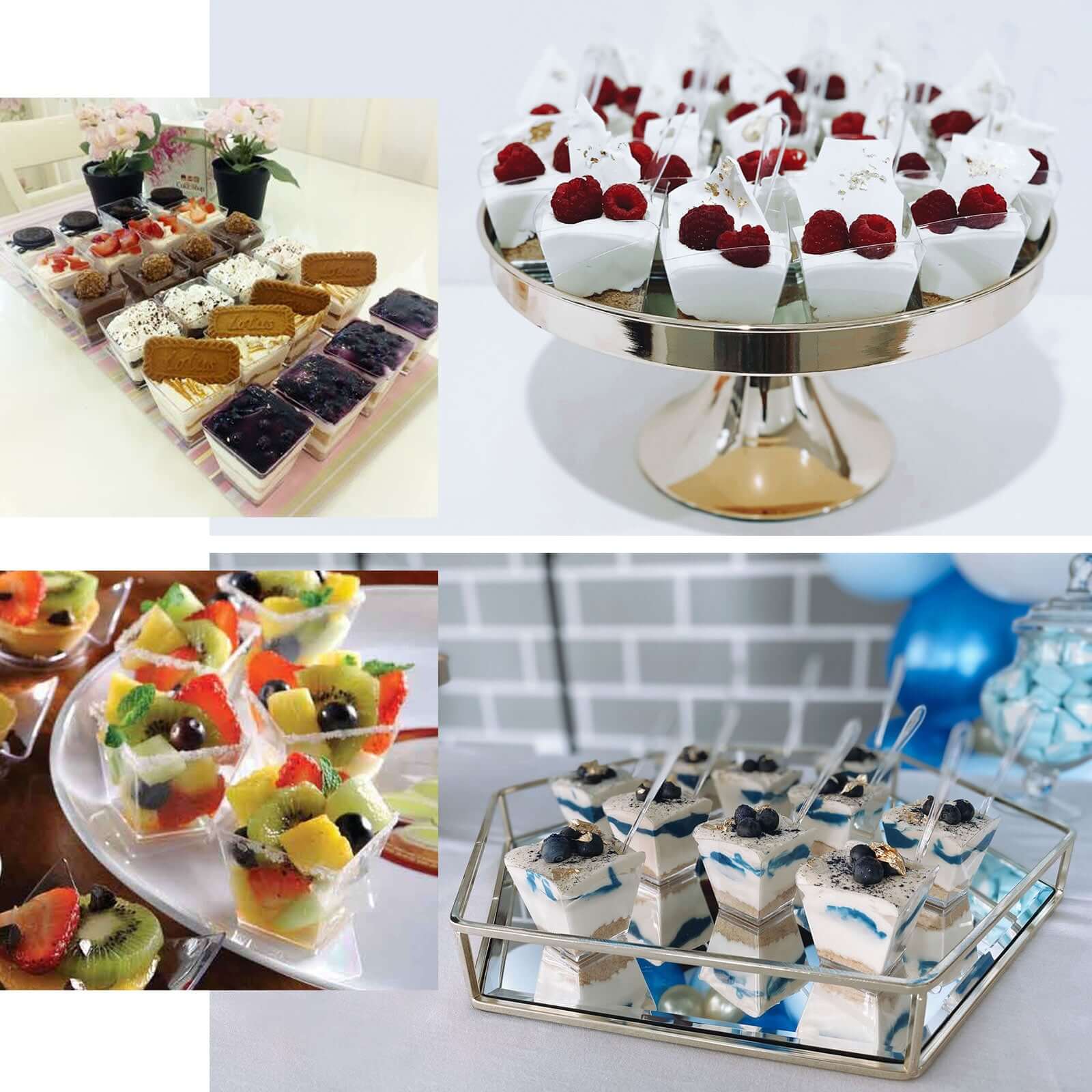 12 Pack 3oz Clear Square Plastic Dessert Cups, Disposable Snack Cups