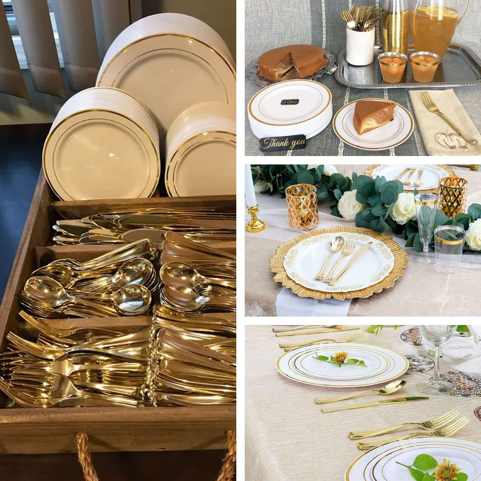 30-Pack Plastic Utensil Set Metallic Rose Gold Classic Heavy Duty - Durable Disposable Silverware Set 7", 8"
