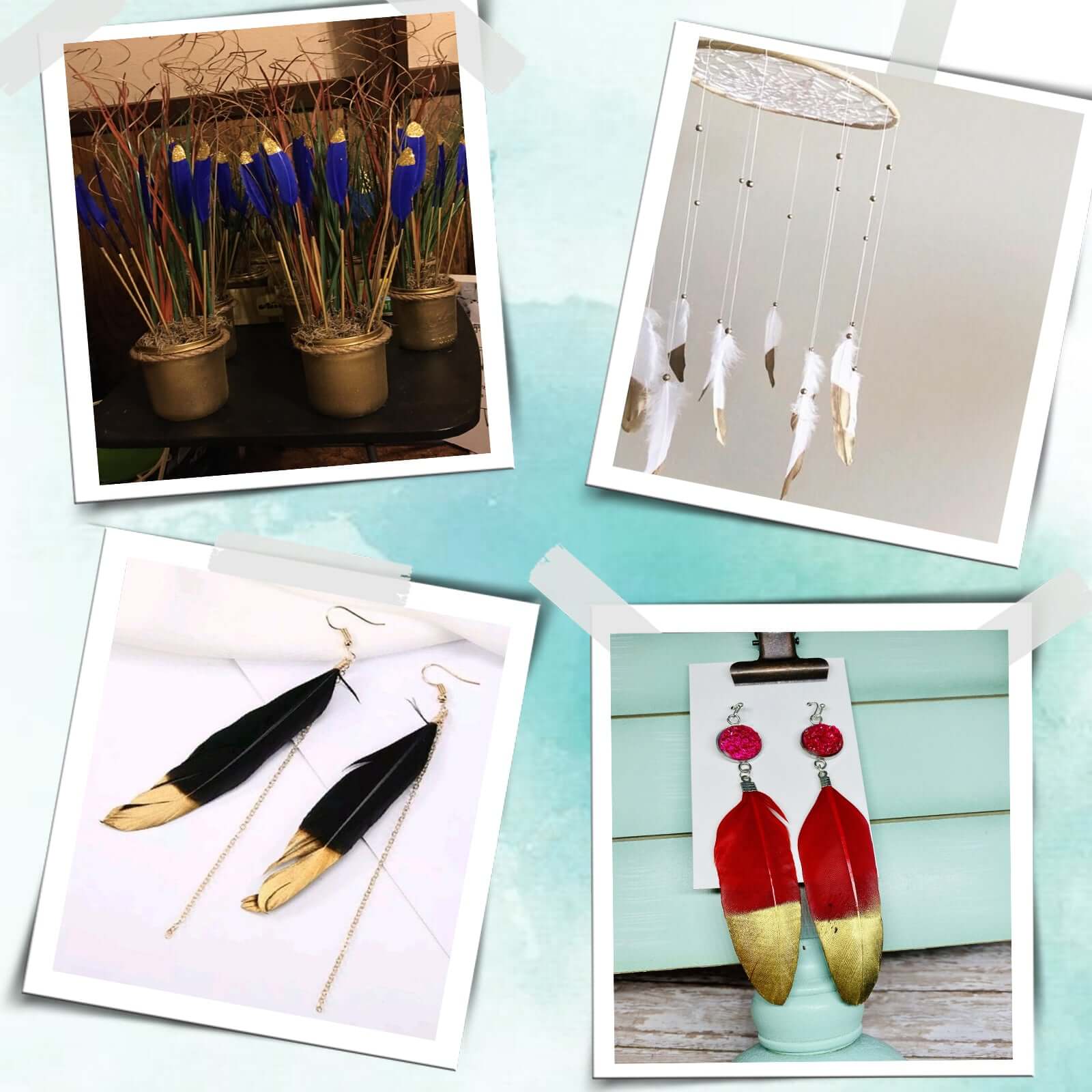 30-Pack Turkey Feathers Craft Feathers Glitter Gold Tip White - Decorative Feathers for DIY Party Projects