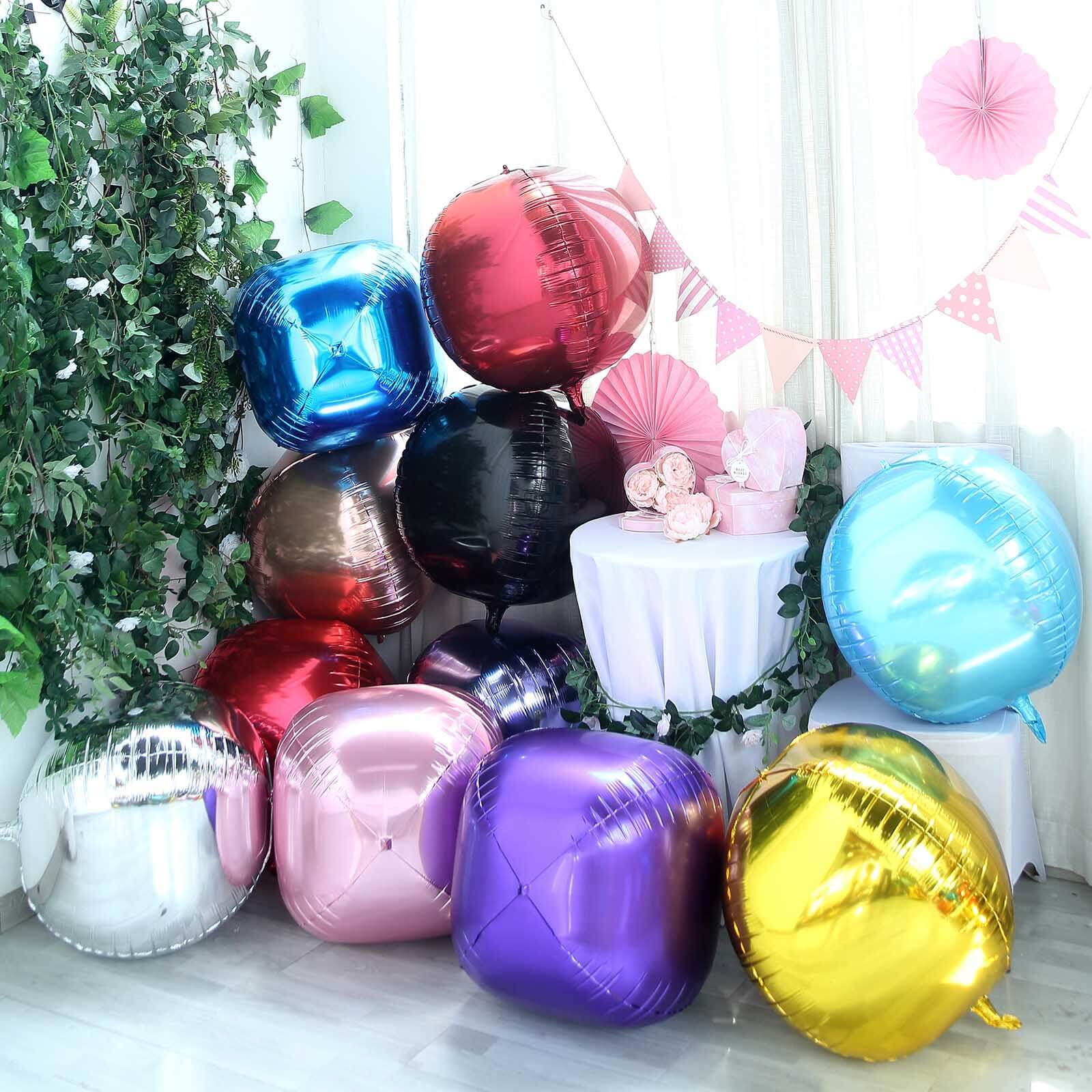 2 Pack 18" 4D Rose Gold Sphere Mylar Foil Helium or Air Balloons