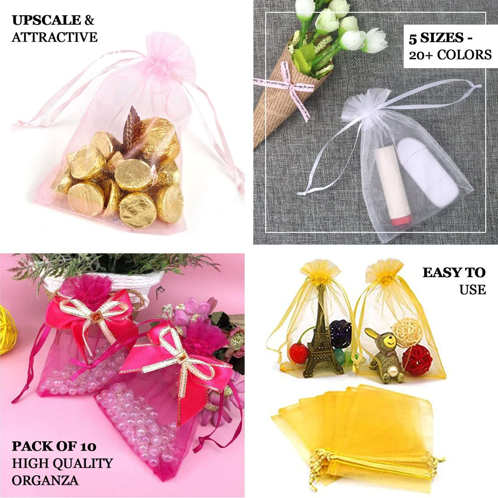 10 Pack 5"x7" Lavender Lilac Organza Drawstring Wedding Party Favor Gift Bags