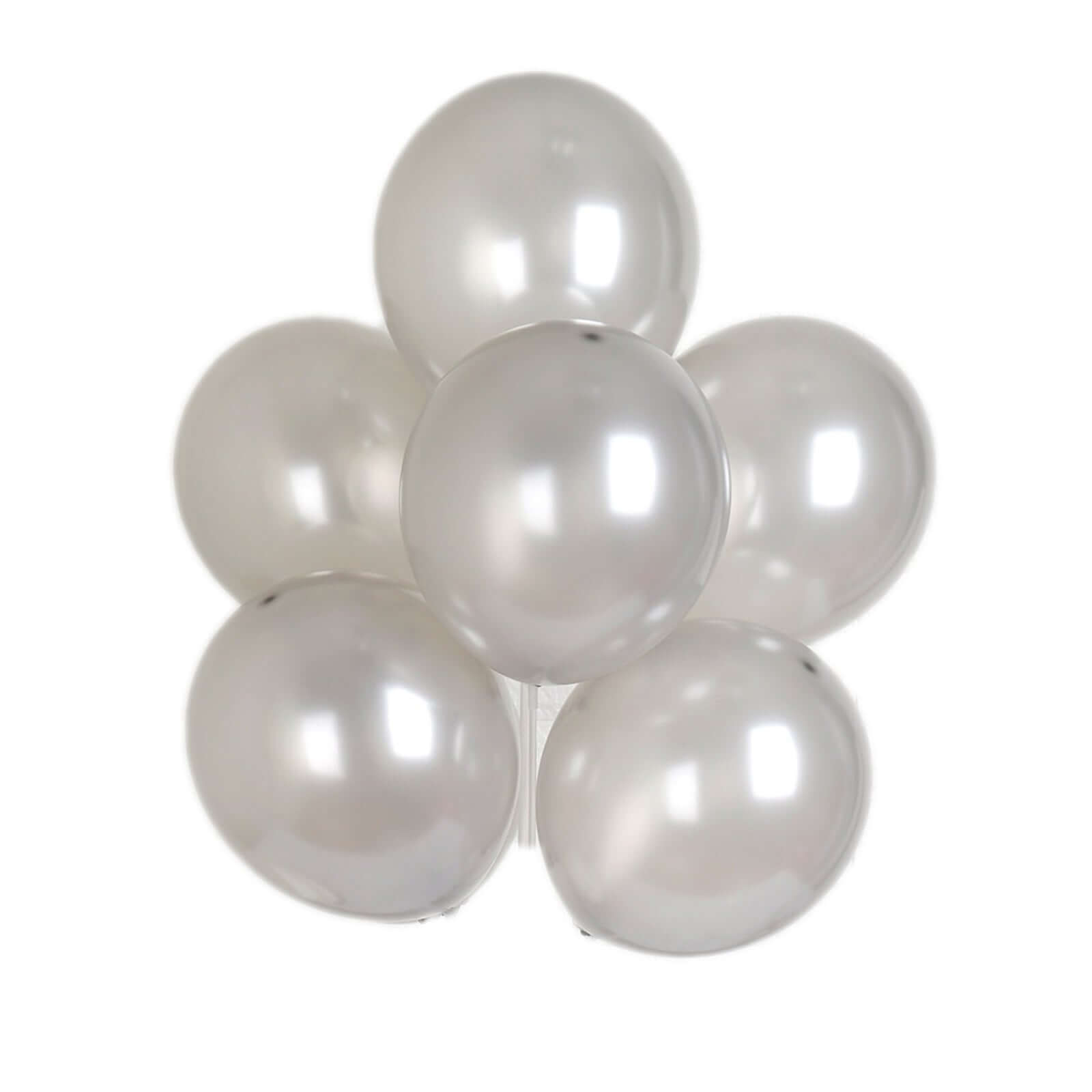 25 Pack 12" Shiny Pearl Silver Latex Helium, Air or Water Balloons