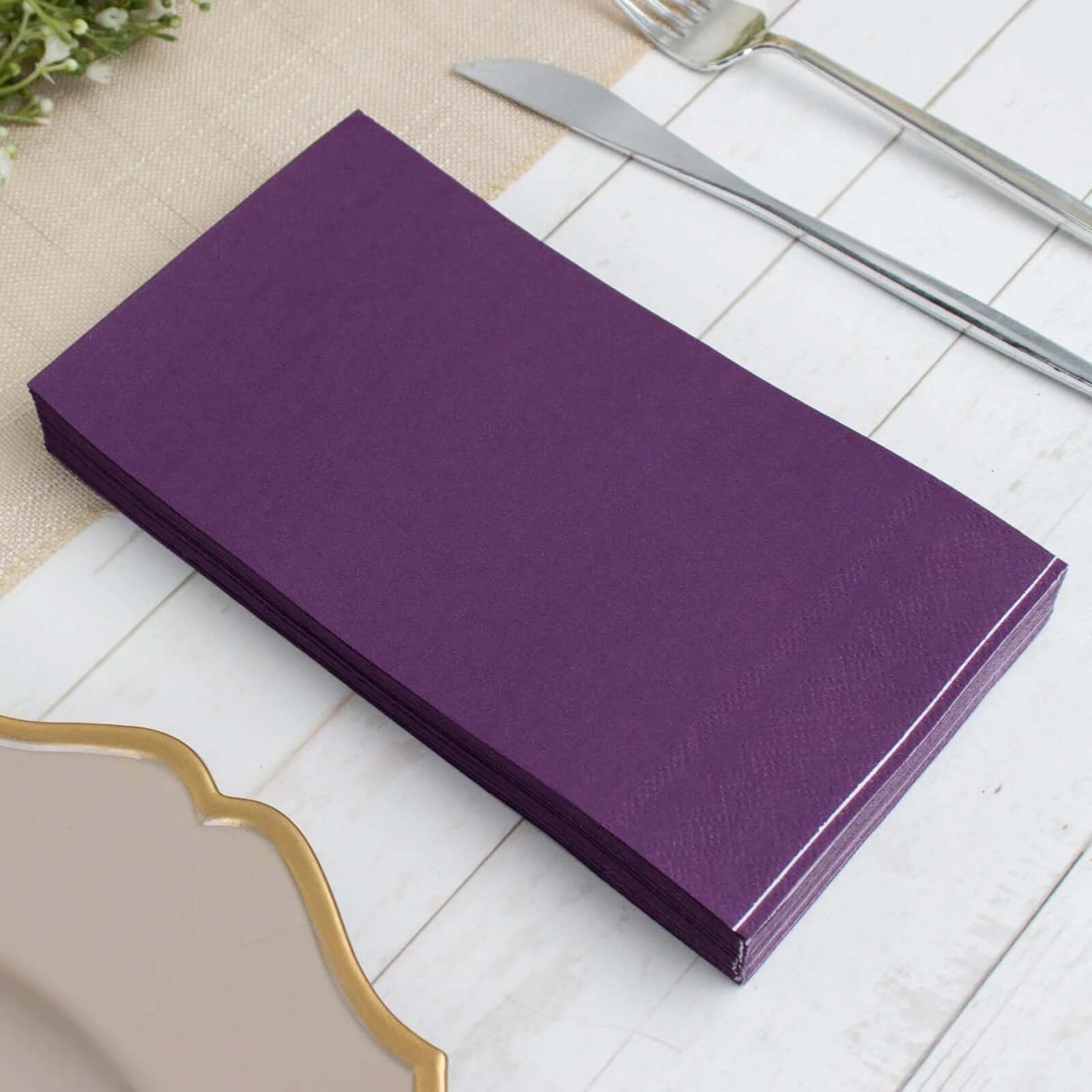 50-Pack Paper Napkins Soft Purple - Disposable 2-Ply Cocktail and Beverage Napkins for Weddings