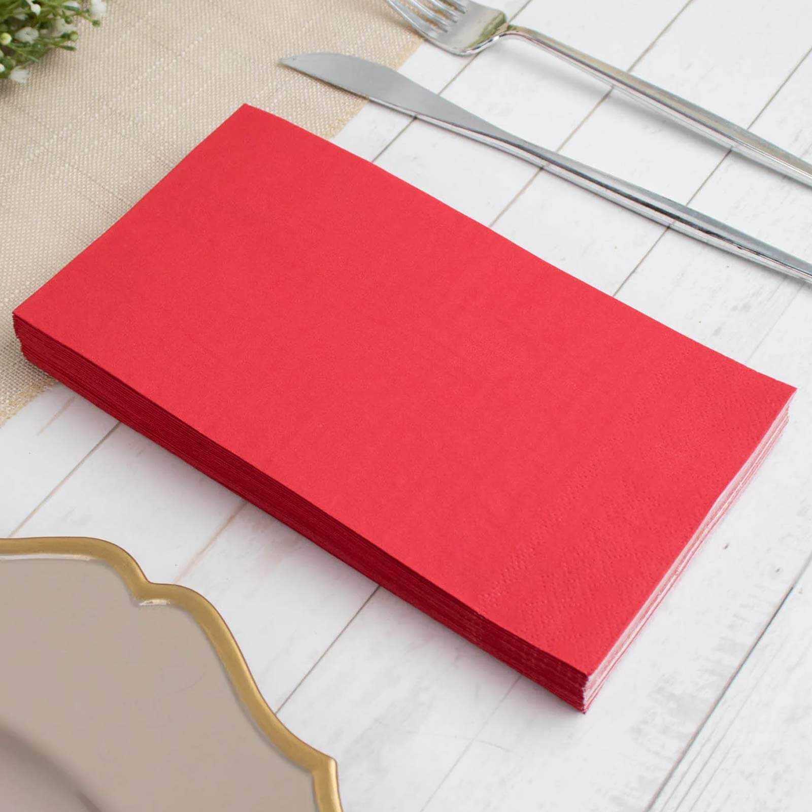 50-Pack Paper Napkins Soft Red - Disposable 2-Ply Cocktail and Beverage Napkins for Weddings