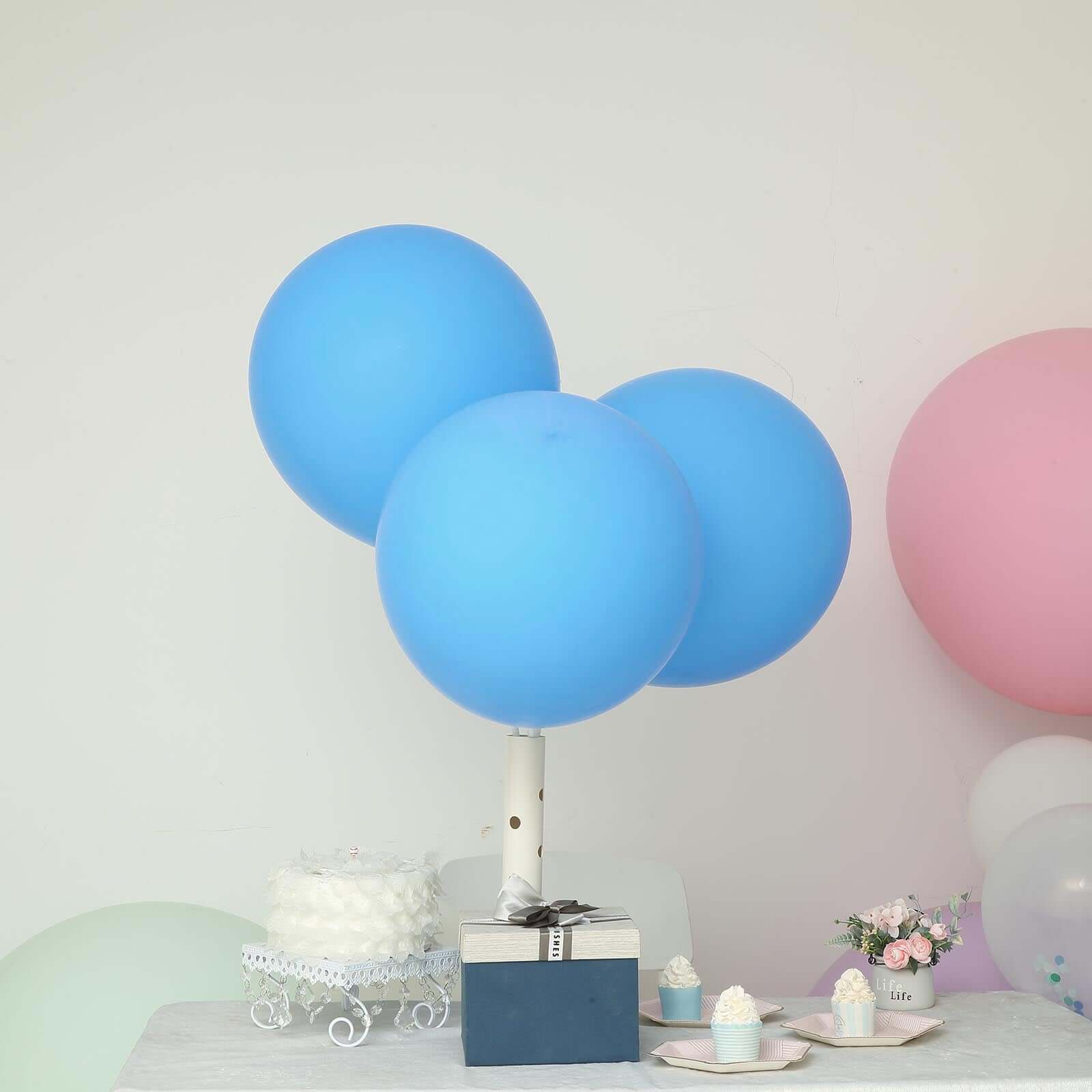 10 Pack 18" Matte Pastel Light Blue Helium or Air Latex Party Balloons