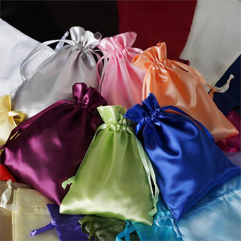 12 Pack 6"x9" White Satin Drawstring Wedding Party Favor Gift Bags