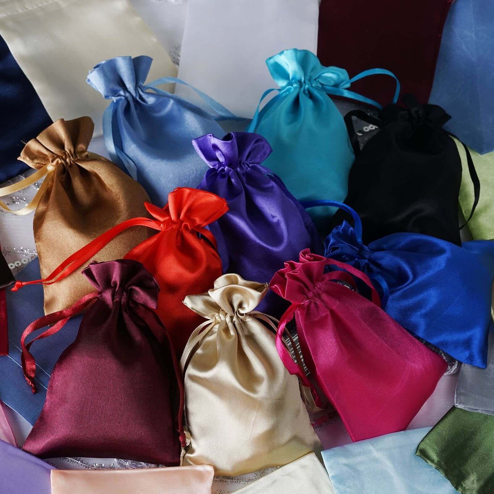 12 Pack 4"x6" Turquoise Satin Drawstring Wedding Party Favor Gift Bags