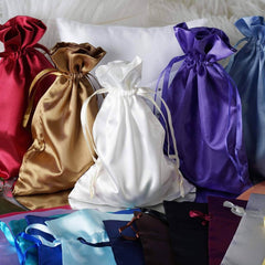12 Pack 6"x9" Yellow Satin Drawstring Wedding Party Favor Gift Bags